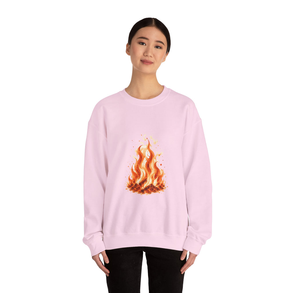 Matching Couple Sweatshirt - Wildfire & Waterfall Matching Couple Comfort Colors Crew Watercolor Art His Hers Birthday Gift - Design A