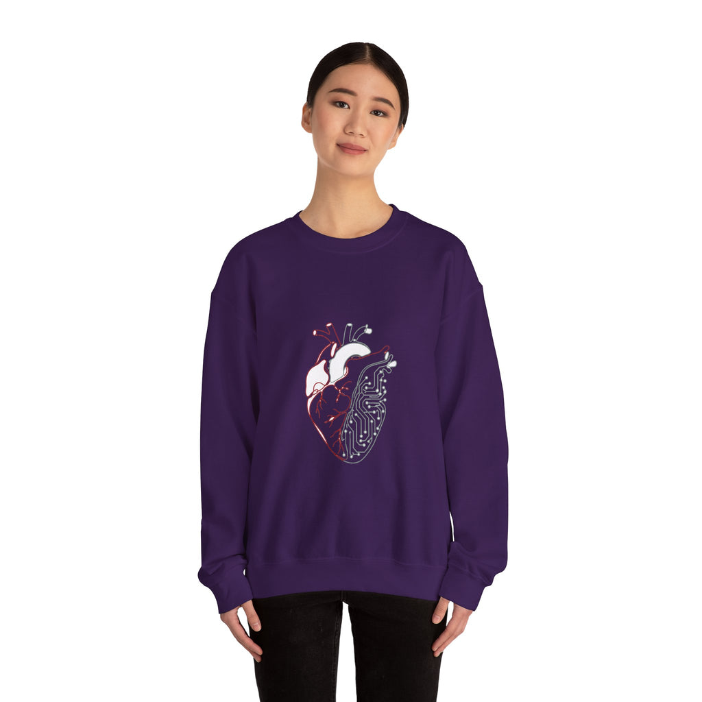 Matching Couple Sweatshirt - Robot & Heart Matching Couple Premium Fleece Sweatshirt Minimalist Art His Hers Christmas Gift - Design B