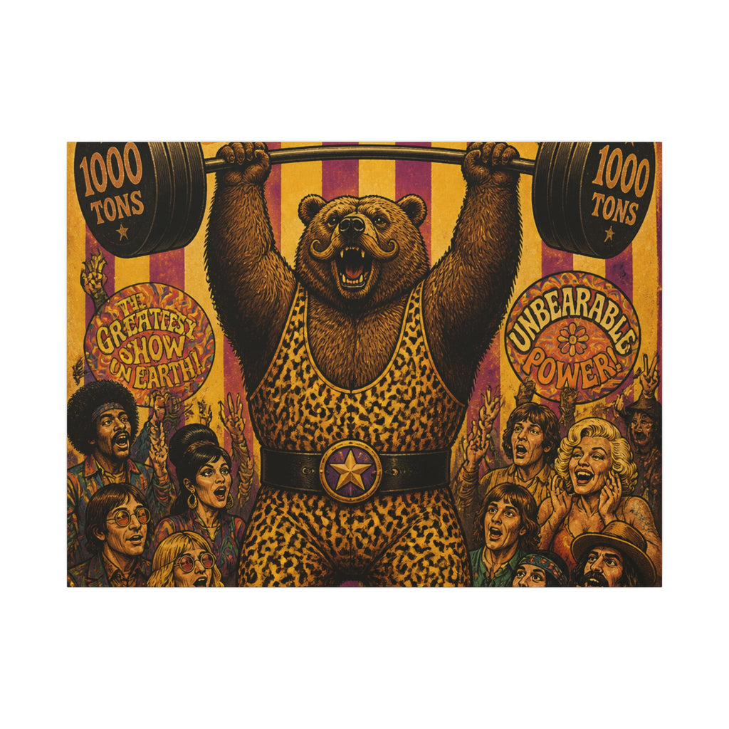 Strongman Bear Wall Art Canvas 16×20 Psychedelic Cafe Decor Maximalist Print