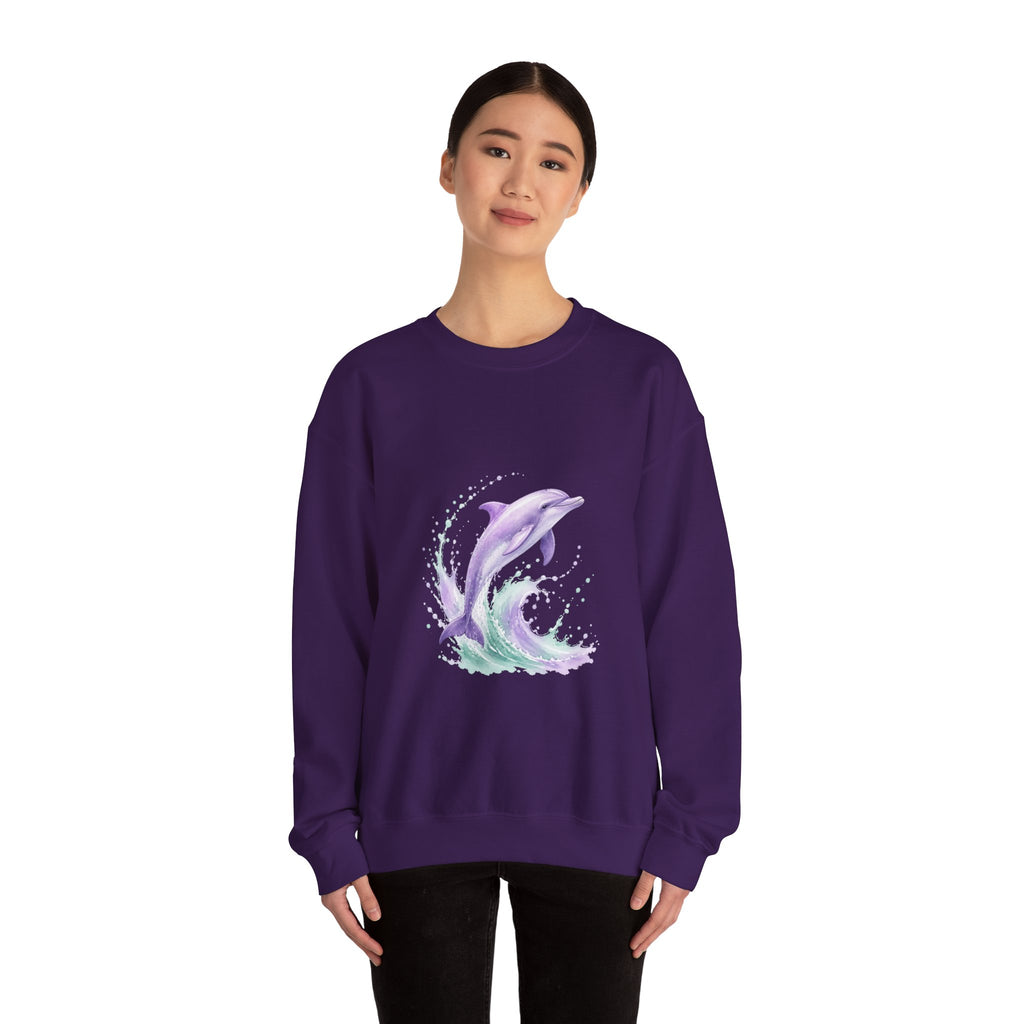 Matching Couple Sweatshirt - Shark & Dolphin Matching Couple Premium Fleece Sweatshirt Watercolor Art His Hers Birthday Gift - Design B