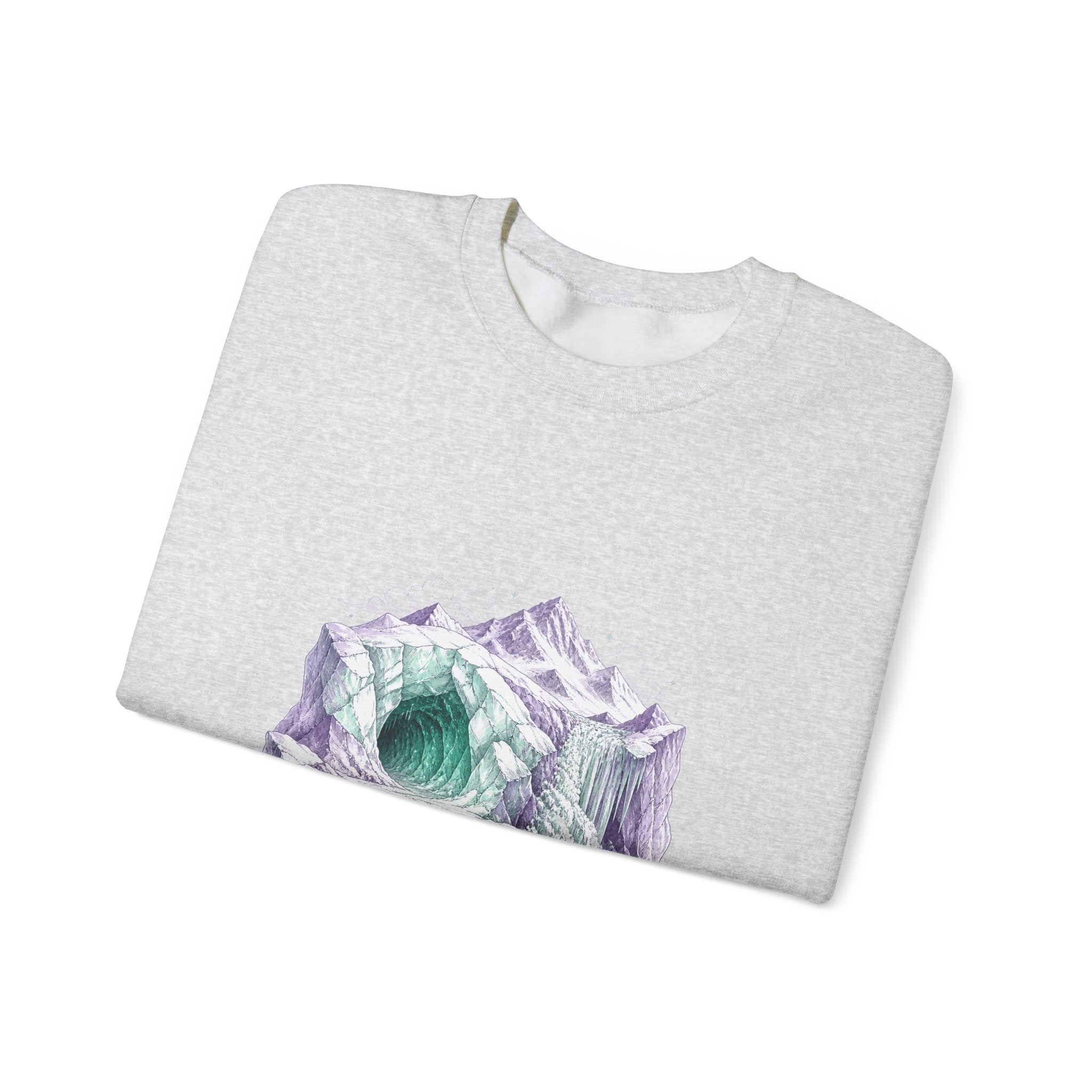 Matching Couple Sweatshirt - Volcano & Glacier Matching Couple Premium Fleece Sweatshirt Hand-Drawn Art His Hers Anniversary Gift - Design B
