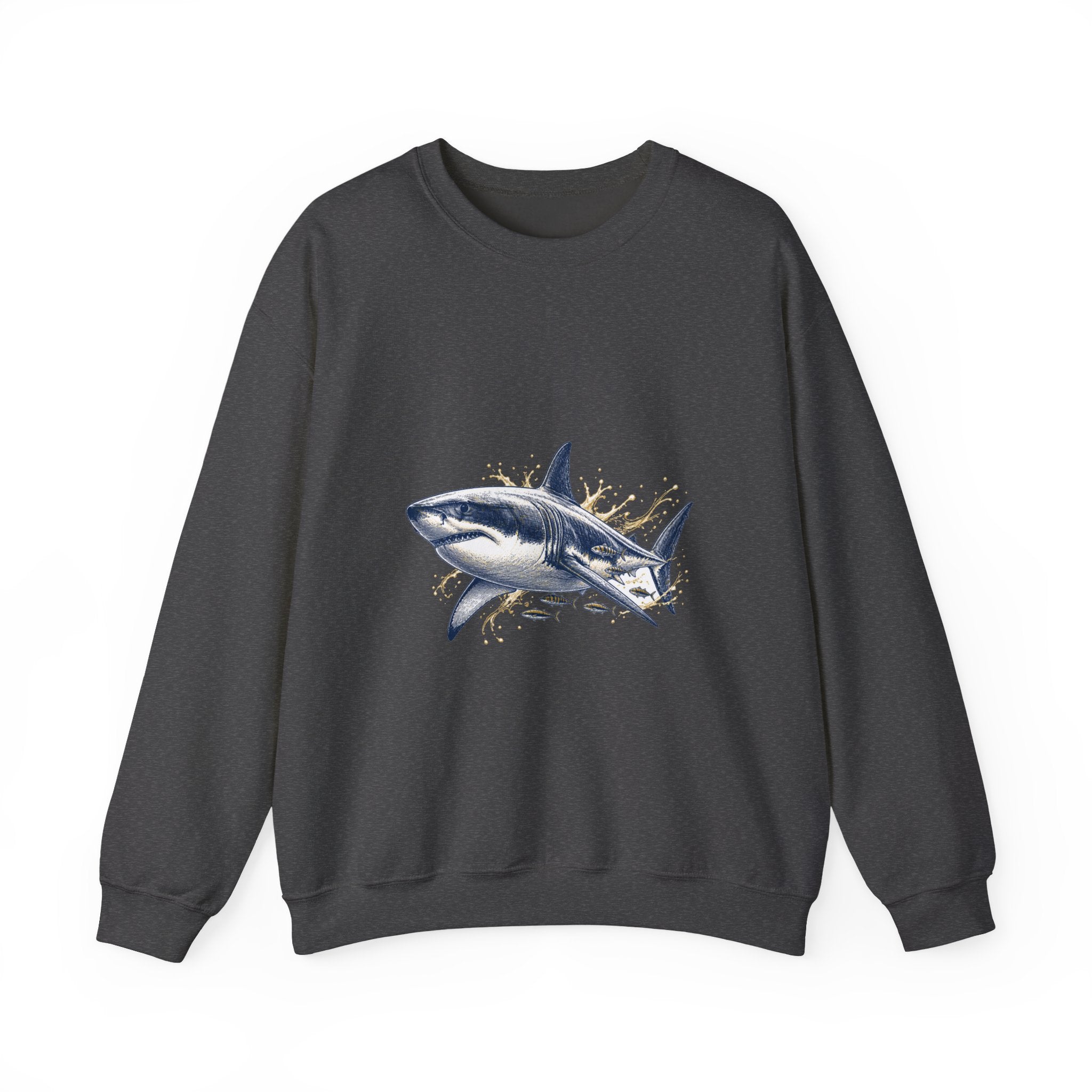 Matching Couple Sweatshirt - Shark & Dolphin Matching Couple Comfort Colors Crew Hand-Drawn Art His Hers Anniversary Gift - Design A