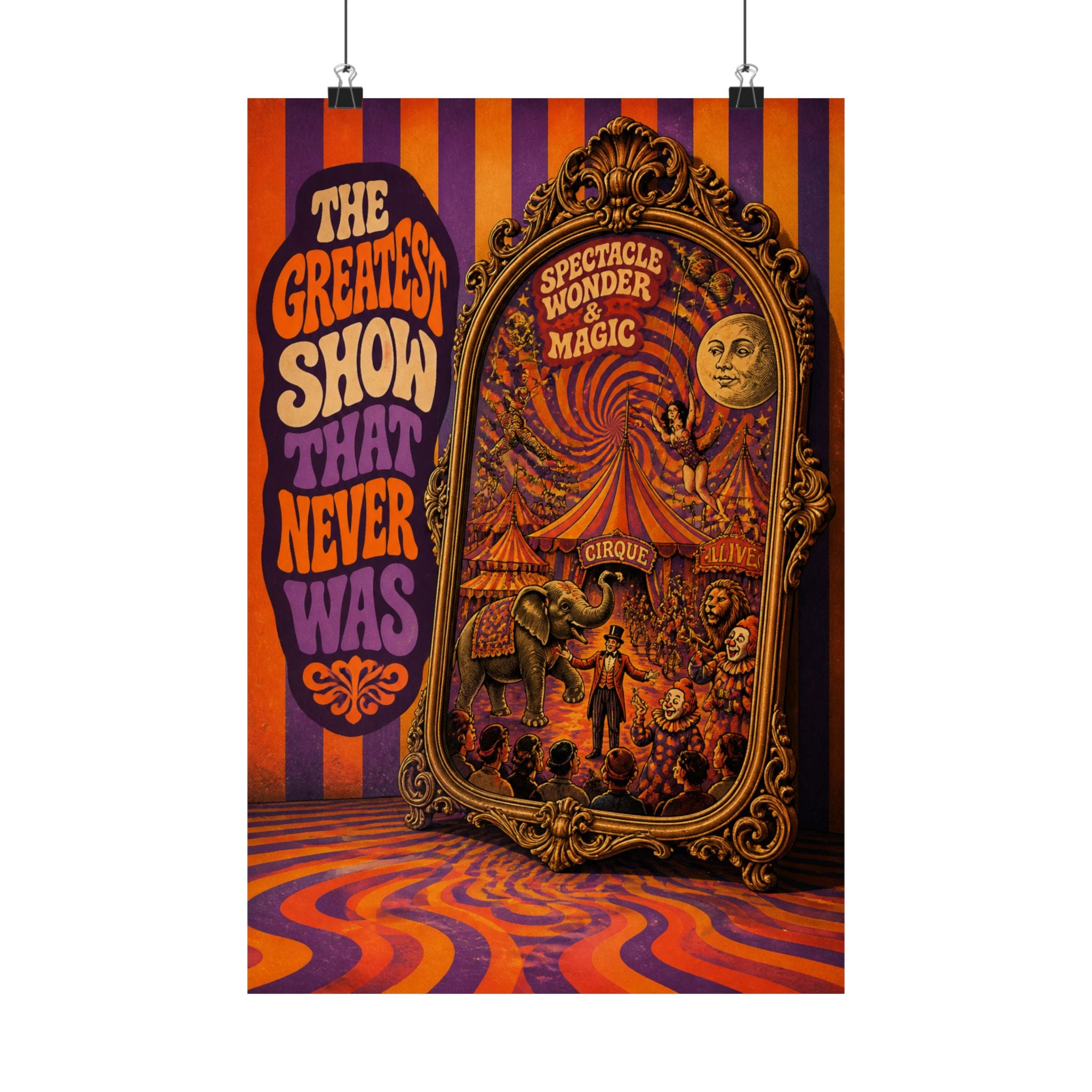 Vintage Mirror Circus Wall Art Poster 18×24 Psychedelic Cafe Decor Maximalist Print