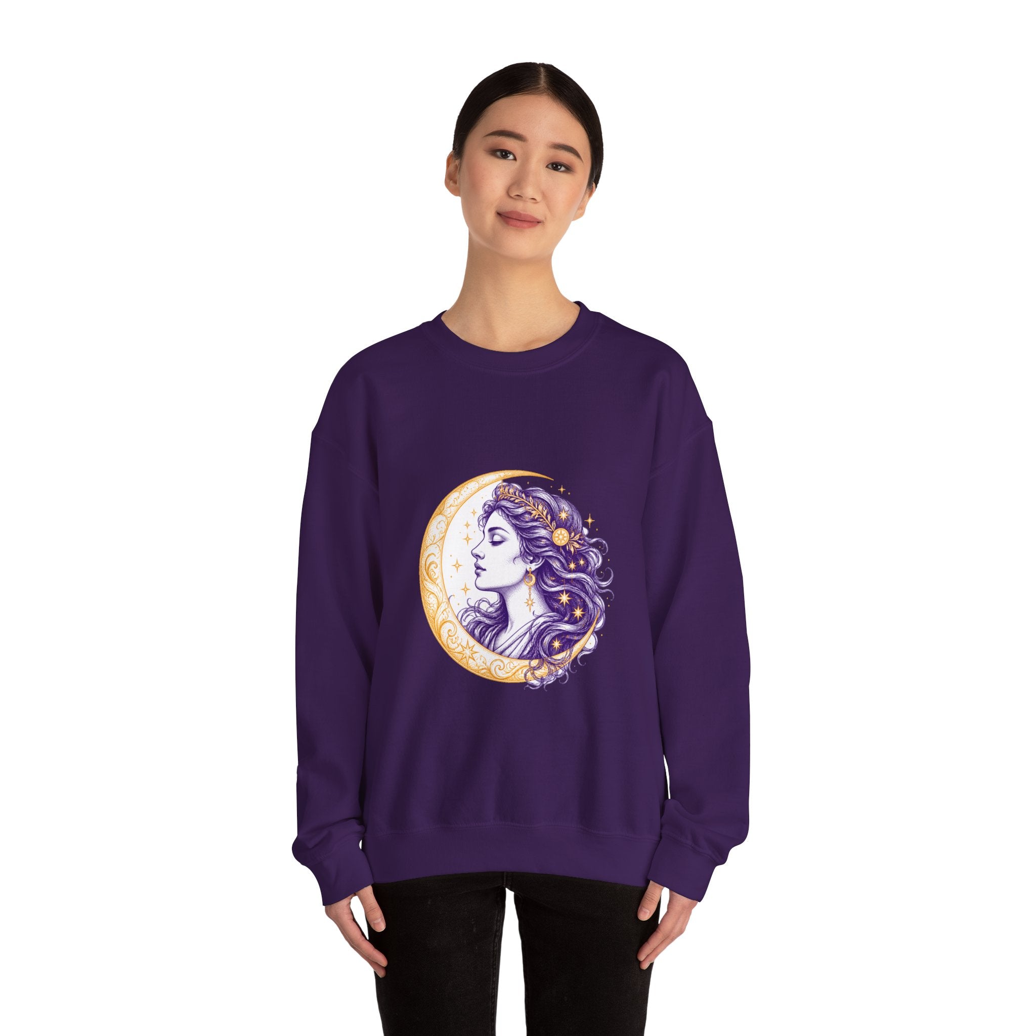 Matching Couple Sweatshirt - Helios & Selene Matching Couple Crewneck Sweatshirt Hand-Drawn Art His Hers Best Friend Gift - Design B