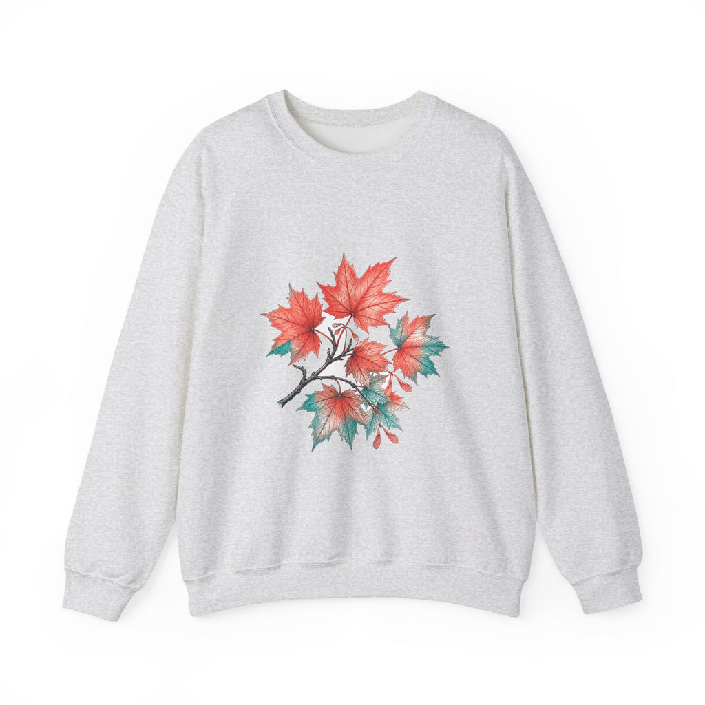 Matching Couple Sweatshirt - Cherry Blossom & Maple Leaf Matching Couple Premium Fleece Sweatshirt Hand-Drawn Art His Hers Anniversary Gift - Design B