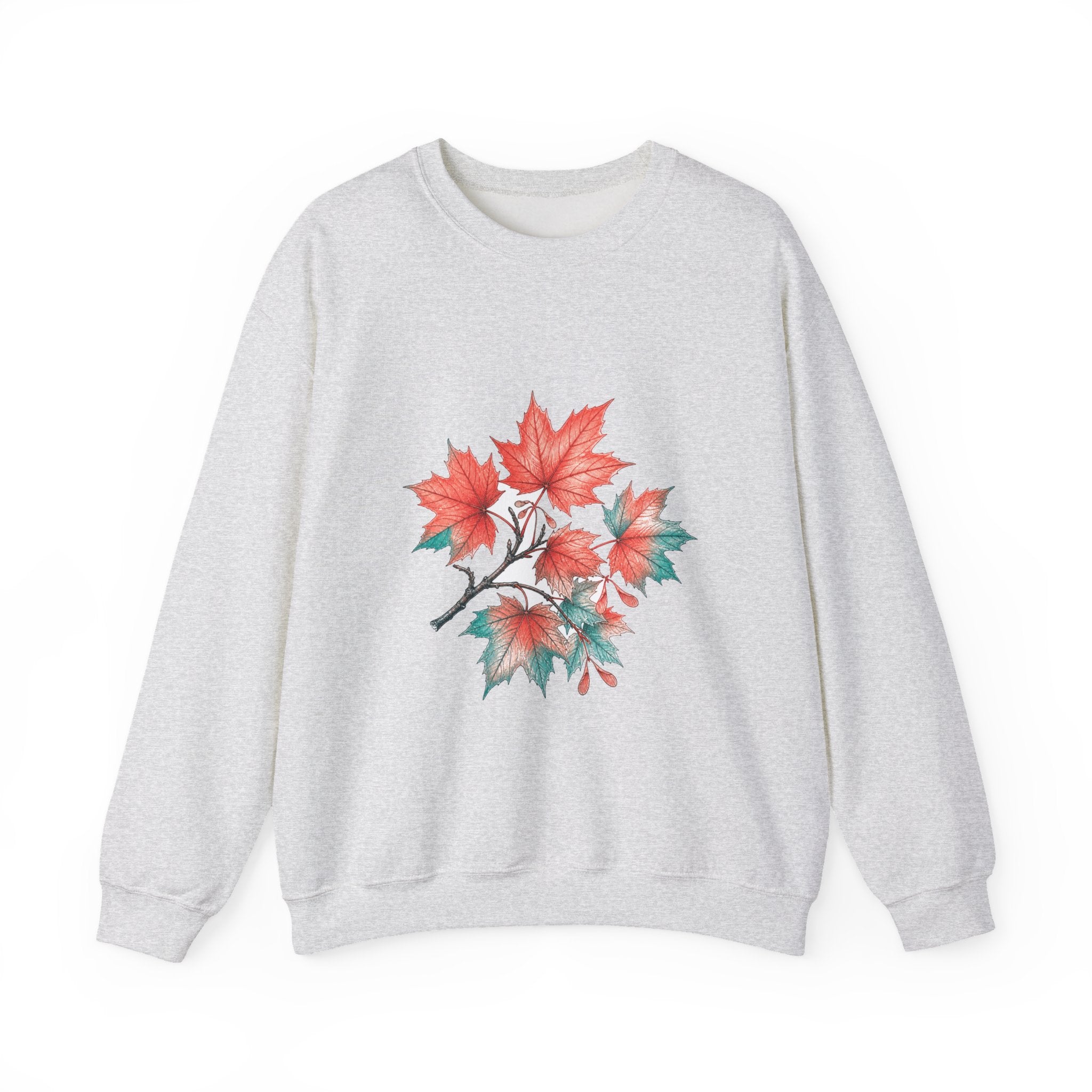 Matching Couple Sweatshirt - Cherry Blossom & Maple Leaf Matching Couple Premium Fleece Sweatshirt Hand-Drawn Art His Hers Anniversary Gift - Design B