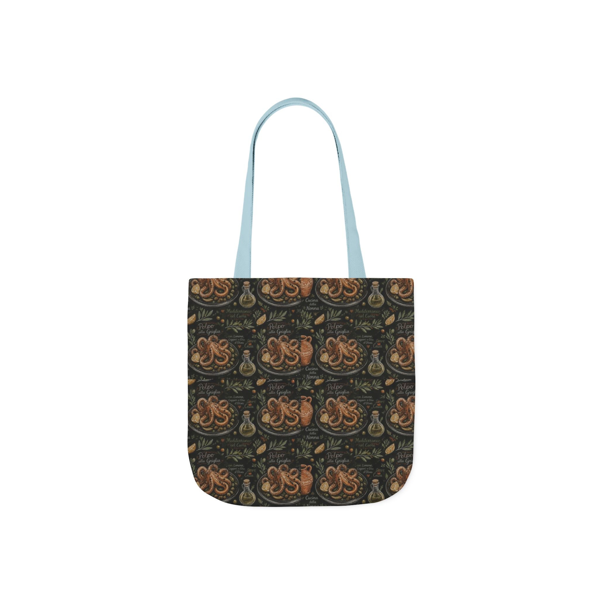 Grilled Octopus Canvas Tote Bag Mediterranean Kitchen Chalk Art Design Italian Cottagecore Gift