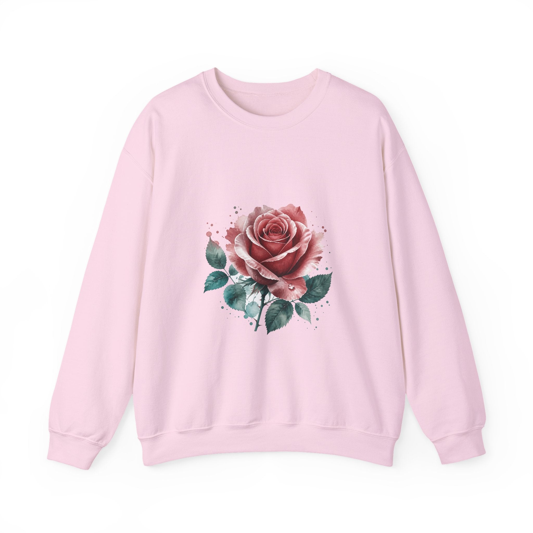 Matching Couple Sweatshirt - Rose & Thorn Matching Couple Crewneck Sweatshirt Watercolor Art His Hers Engagement Gift - Design A