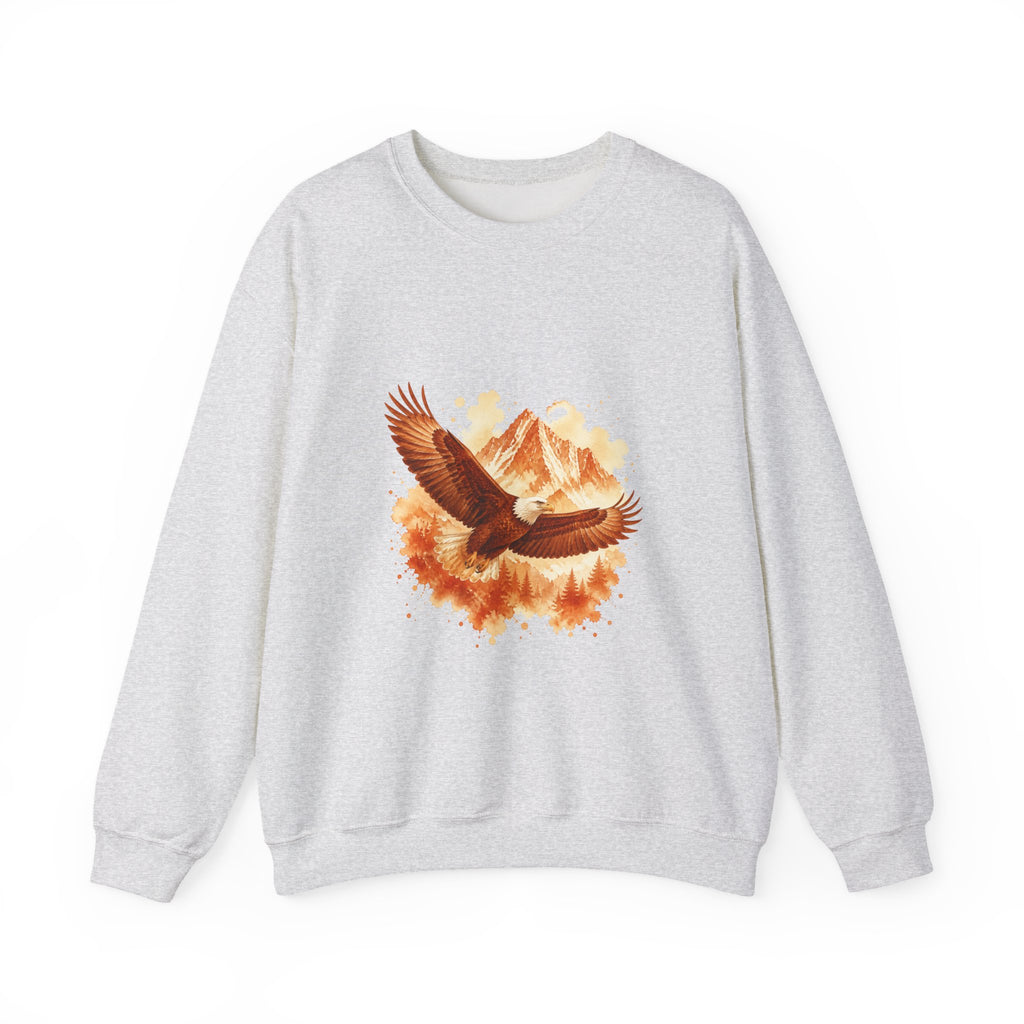 Matching Couple Sweatshirt - Eagle & Whale Matching Couple Premium Fleece Sweatshirt Watercolor Art His Hers Birthday Gift - Design A