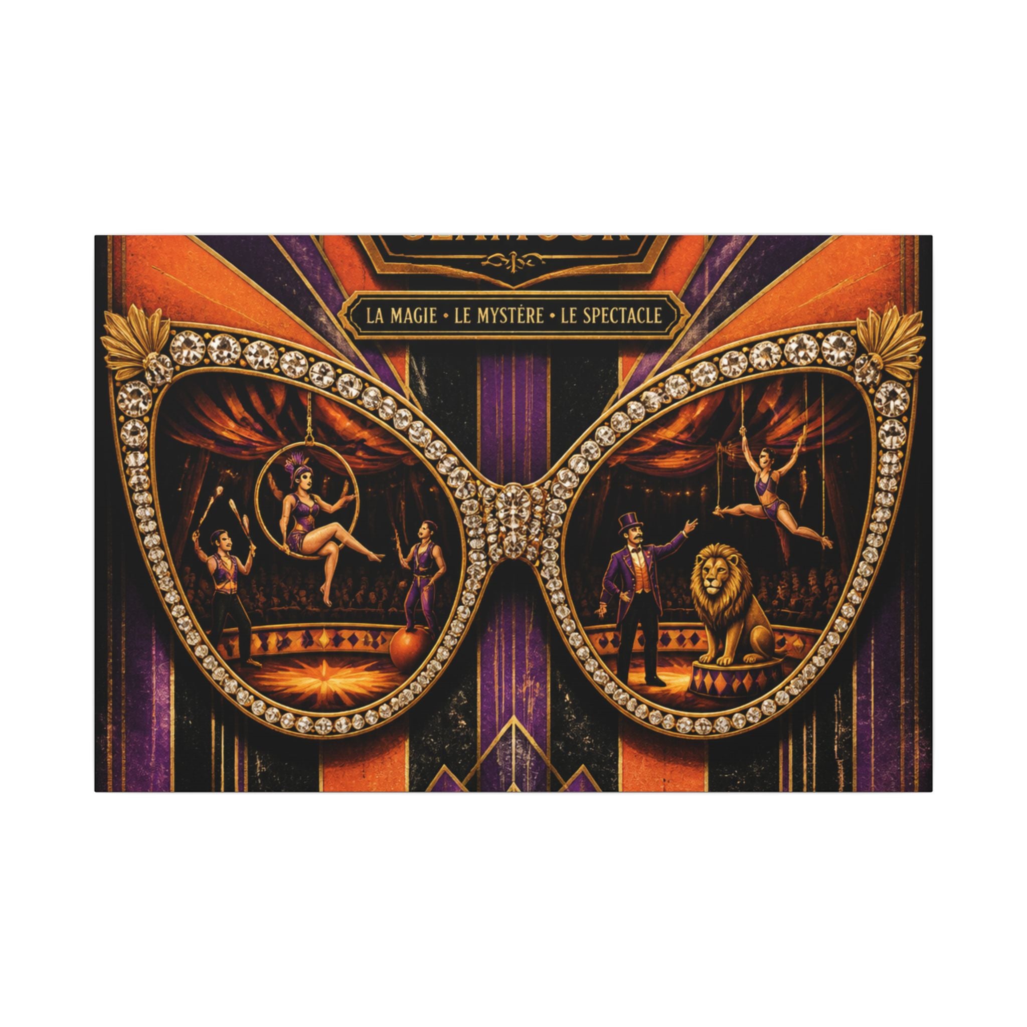 Sunglasses Circus Ring Wall Art Canvas 16×20 Art Deco Entryway Decor Maximalist Print