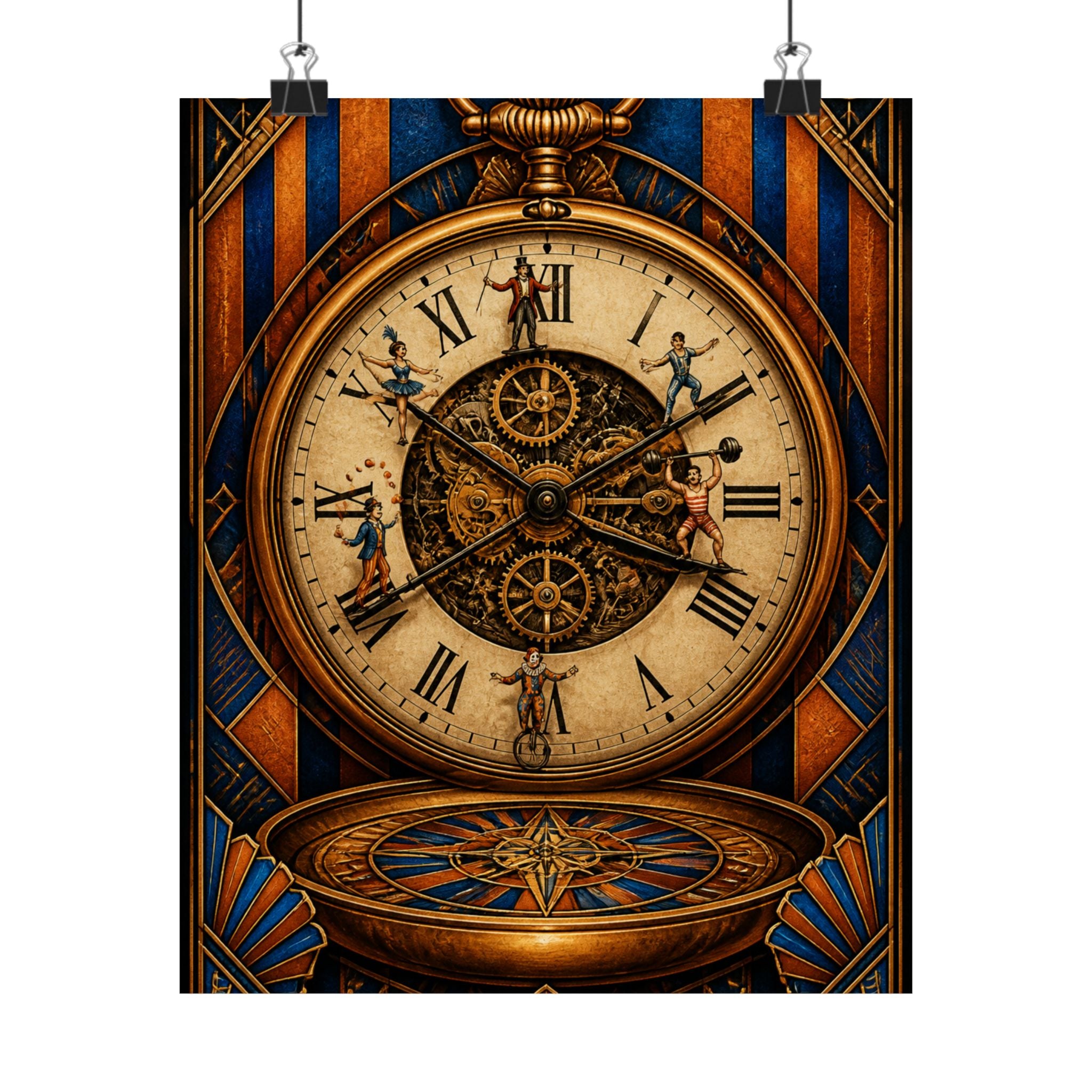 Pocket Watch Performers Wall Art Poster 18×24 Art Deco Entryway Decor Maximalist Print