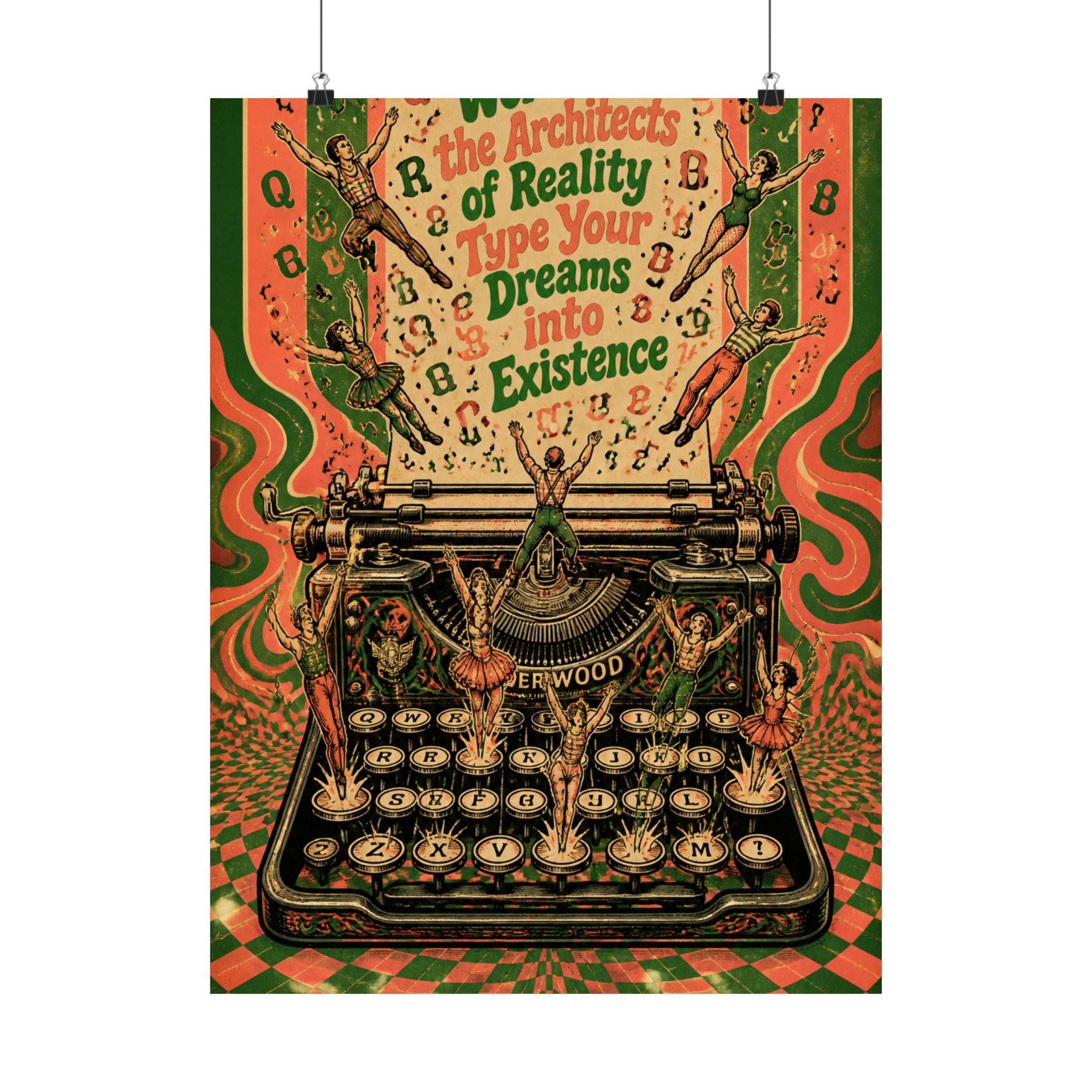 Typewriter Flying Letters Wall Art Poster 18×24 Psychedelic Cafe Decor Maximalist Print