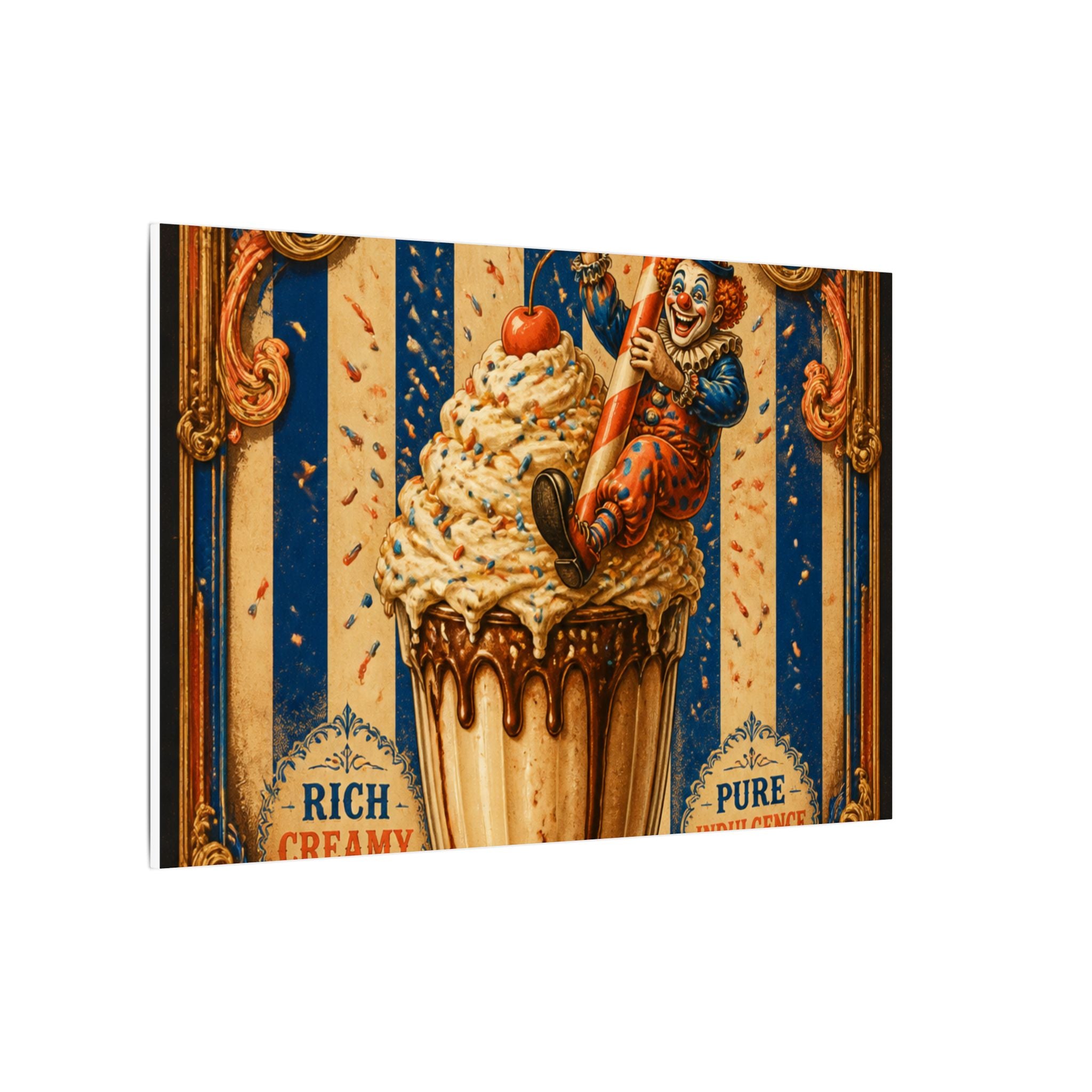 Milkshake Slide Clown Wall Art Canvas 16×20 Baroque Home Office Decor Maximalist Print