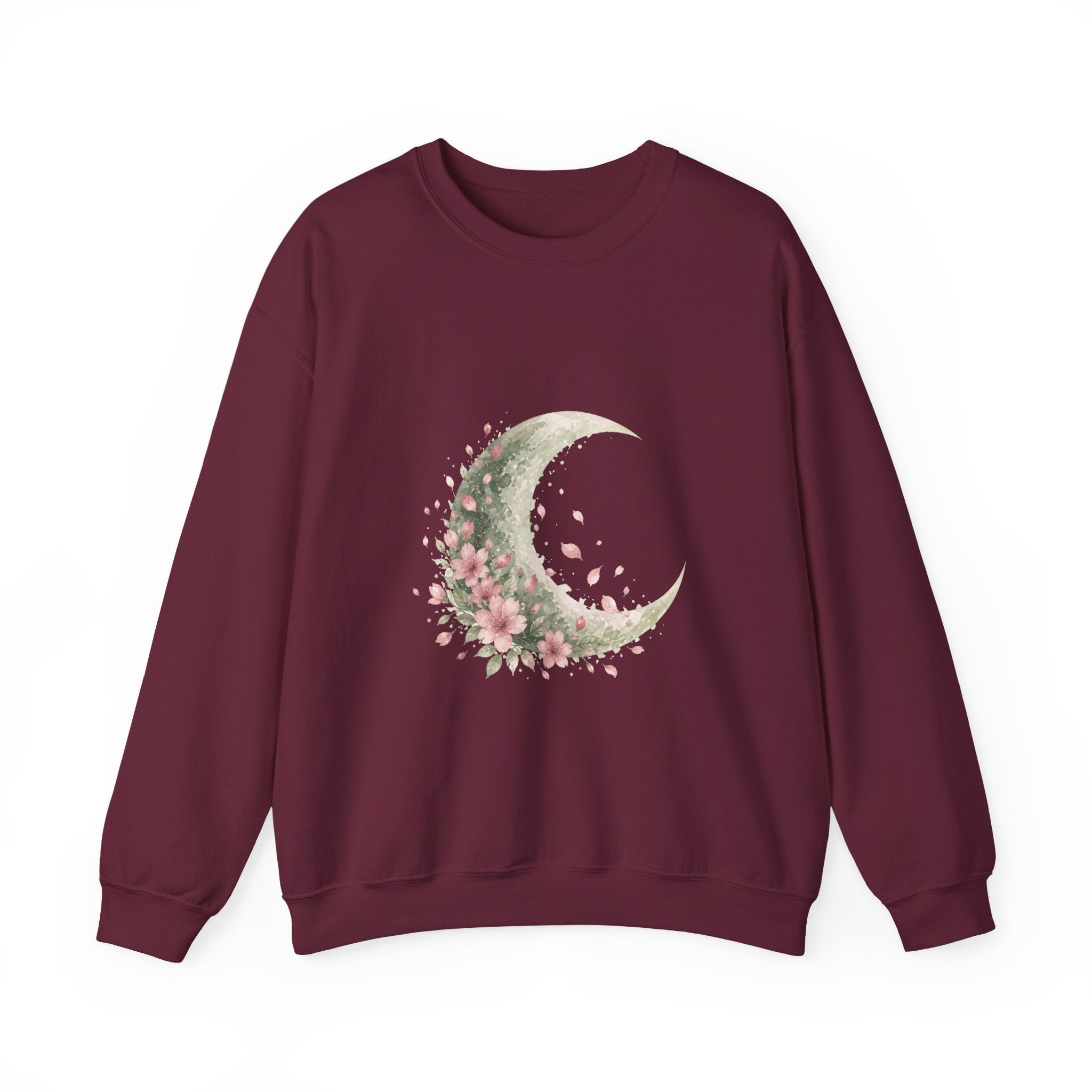 Matching Couple Sweatshirt - Waxing & Waning Moon Matching Couple Crewneck Sweatshirt Watercolor Art His Hers Engagement Gift - Design B
