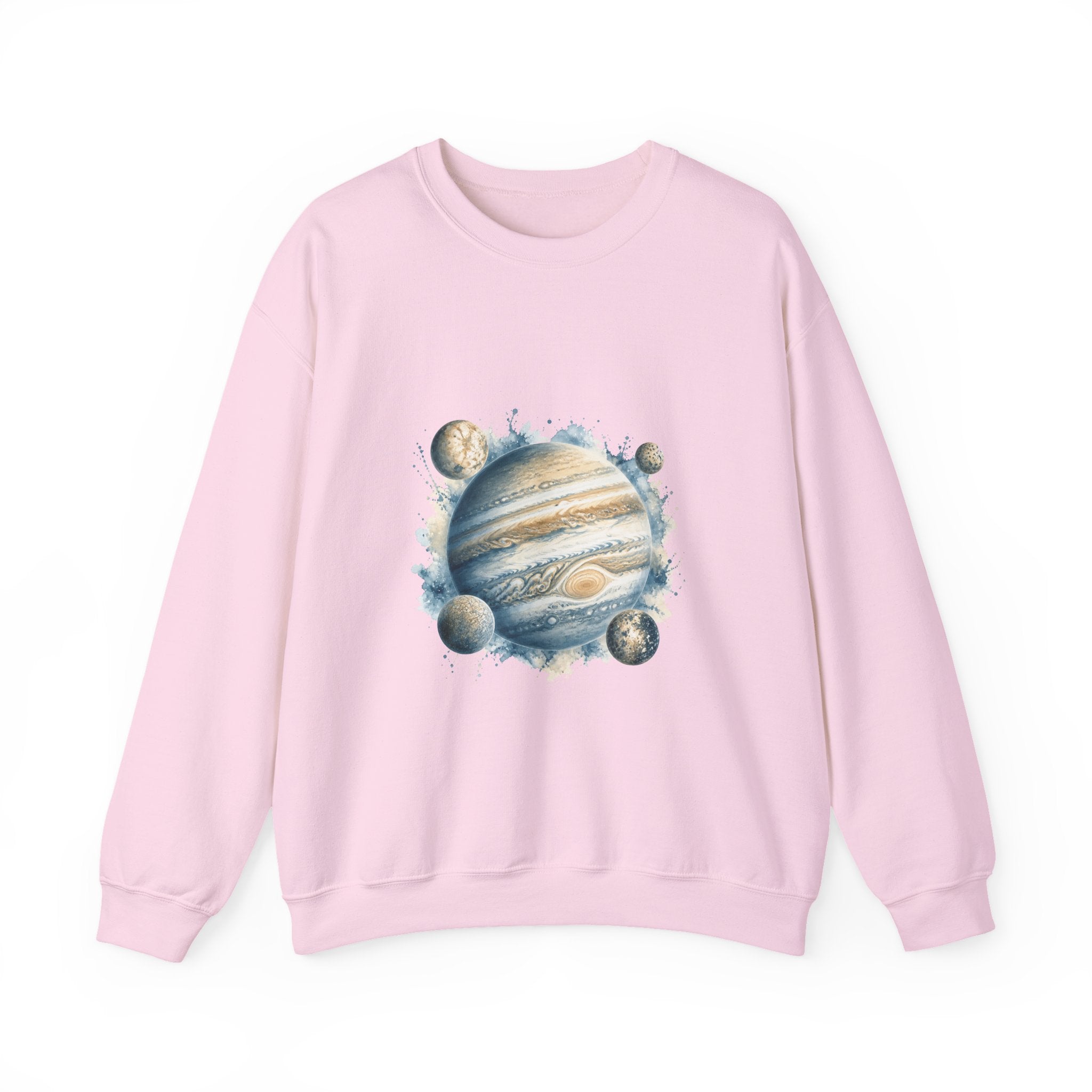 Matching Couple Sweatshirt - Saturn & Jupiter Matching Couple Crewneck Sweatshirt Watercolor Art His Hers Engagement Gift - Design B