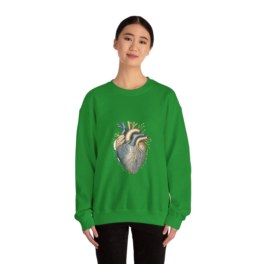 Matching Couple Sweatshirt - Robot & Heart Matching Couple Premium Fleece Sweatshirt Hand-Drawn Art His Hers Anniversary Gift - Design B