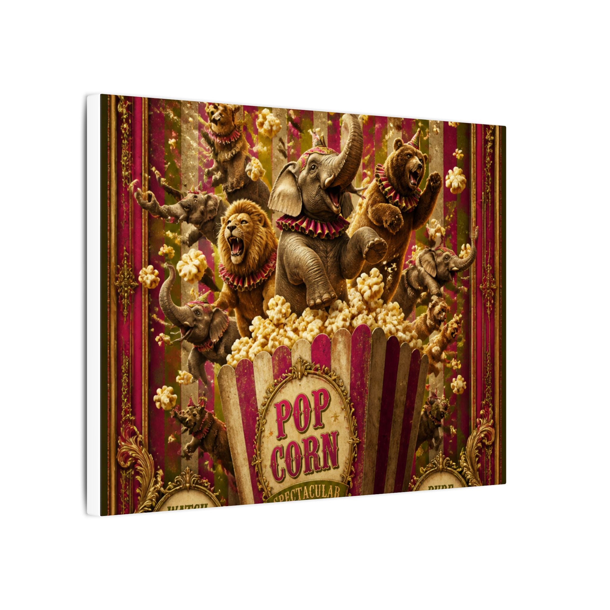 Popcorn Box Animals Wall Art Canvas 16×20 Baroque Home Office Decor Maximalist Print