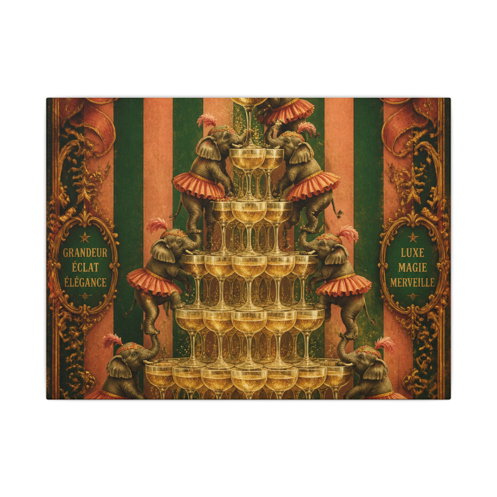Champagne Tower Elephants Wall Art Canvas 16×20 Baroque Home Office Decor Maximalist Print