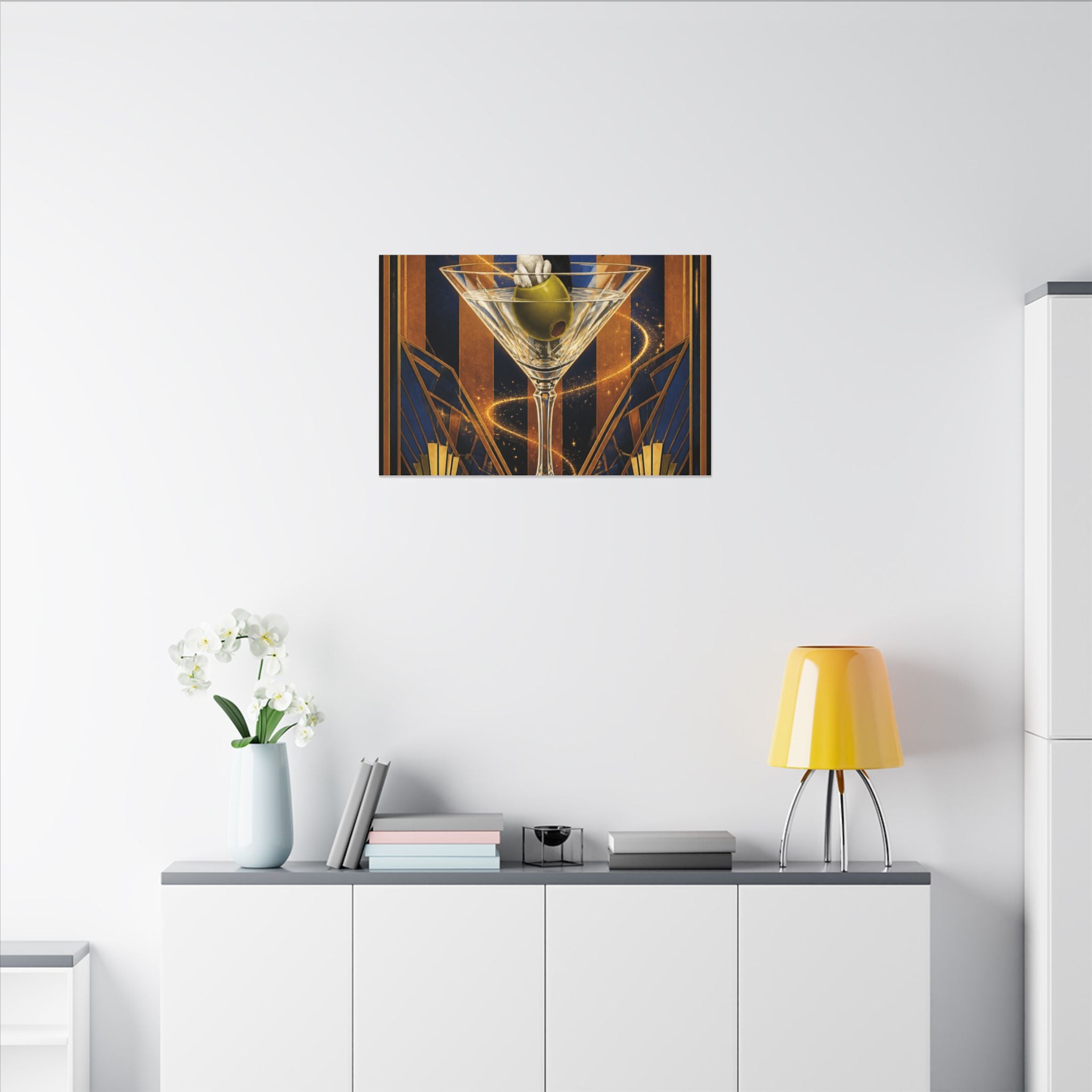 Martini Magician Wall Art Canvas 16×20 Art Deco Entryway Decor Maximalist Print