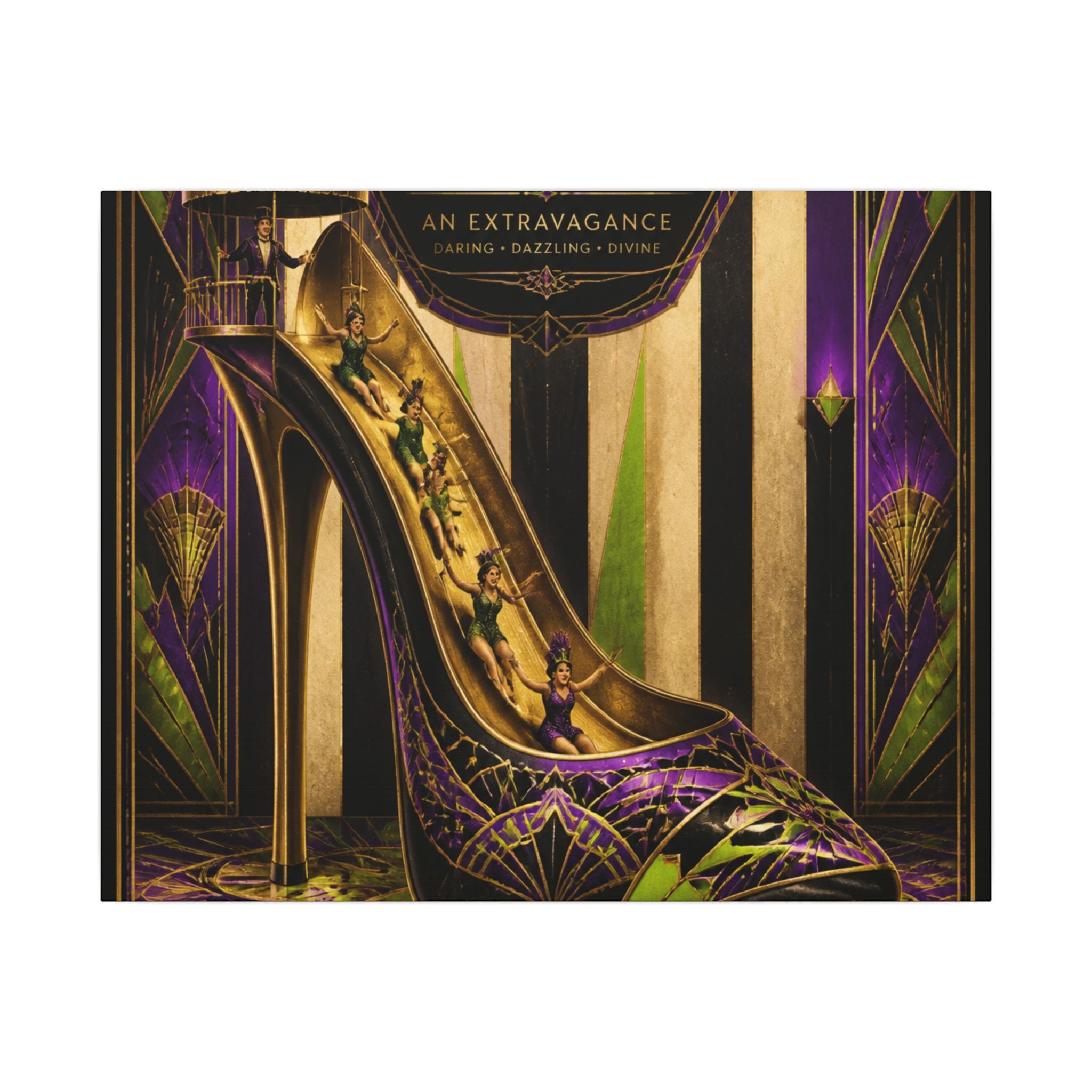 High Heel Slide Wall Art Canvas 24×36 Art Deco Bar Area Decor Maximalist Print
