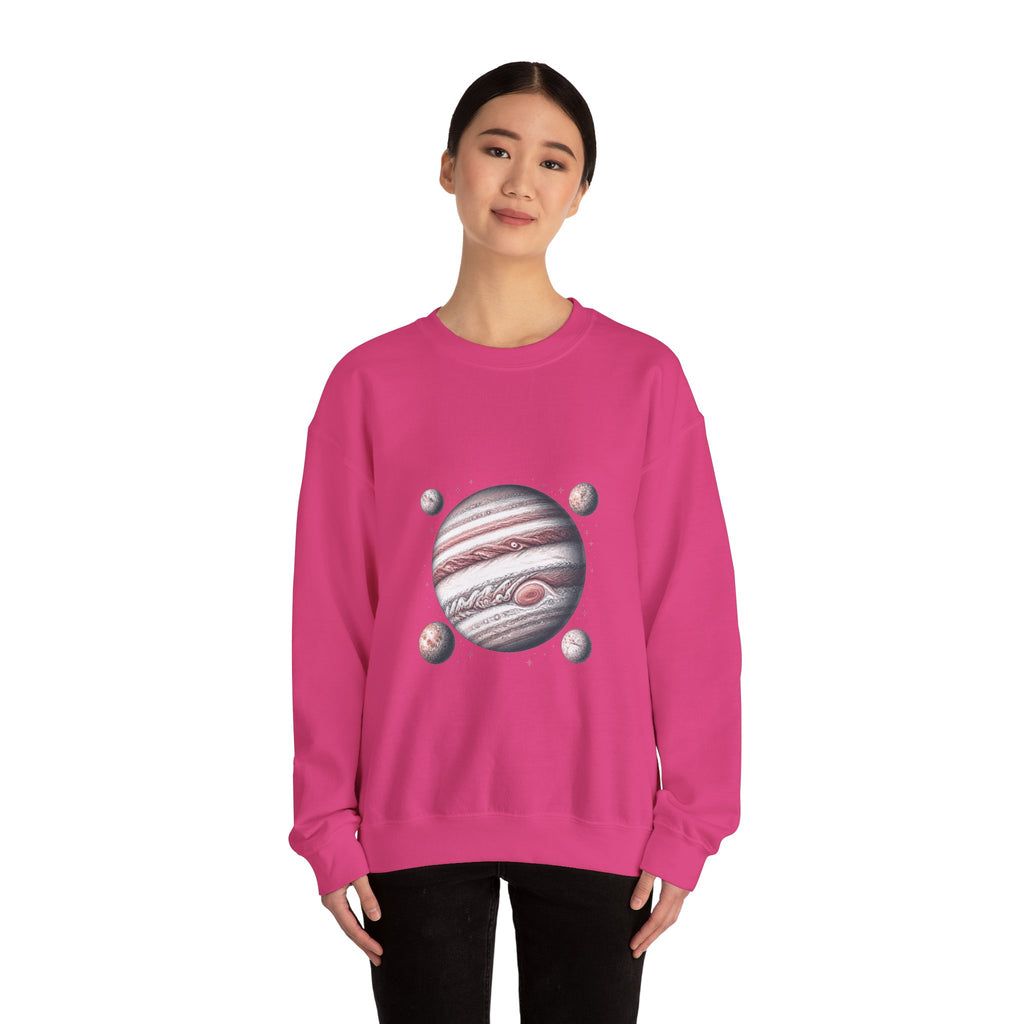 Matching Couple Sweatshirt - Saturn & Jupiter Matching Couple Crewneck Sweatshirt Hand-Drawn Art His Hers Best Friend Gift - Design B