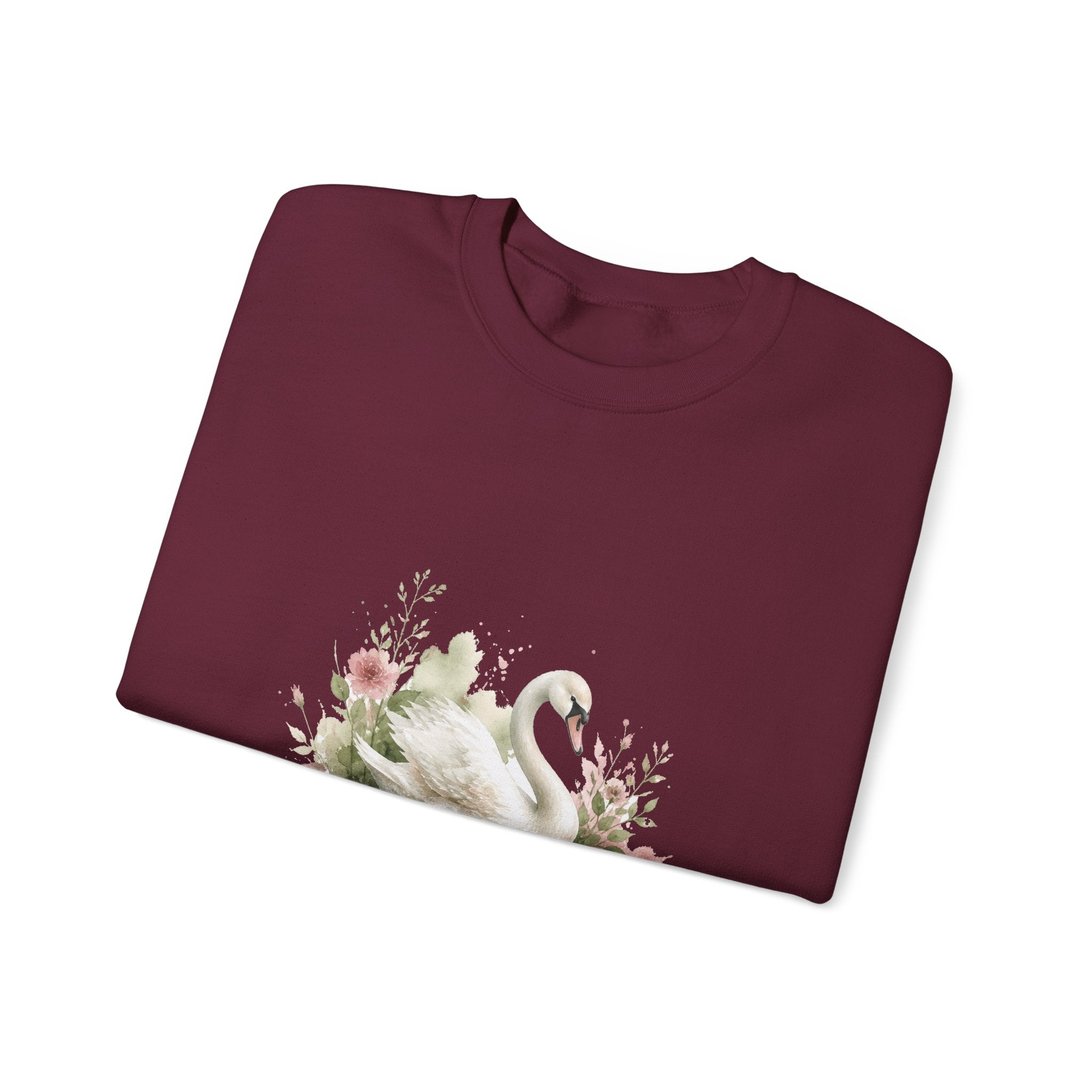 Matching Couple Sweatshirt - Raven & Swan Matching Couple Crewneck Sweatshirt Watercolor Art His Hers Engagement Gift - Design B