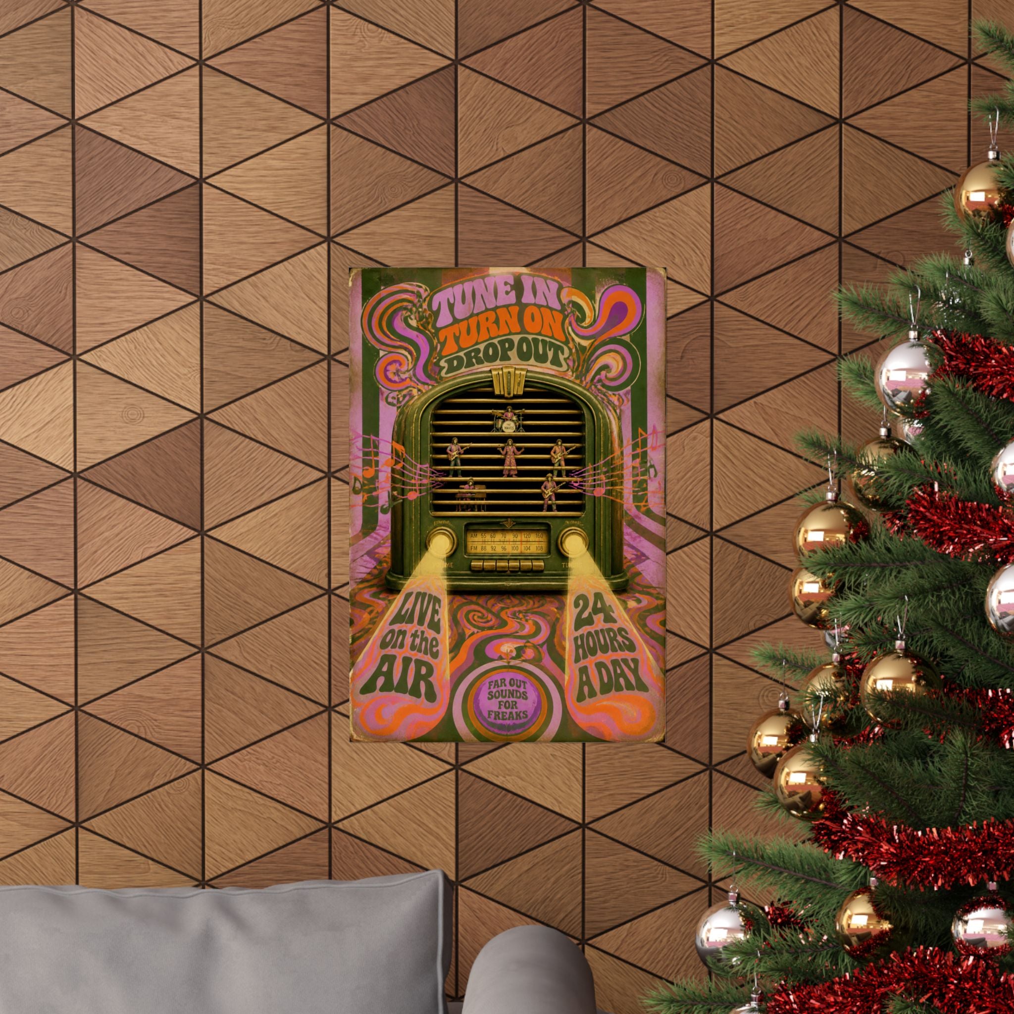Vintage Radio Stage Wall Art Poster 24×36 Psychedelic Dining Room Decor Maximalist Print
