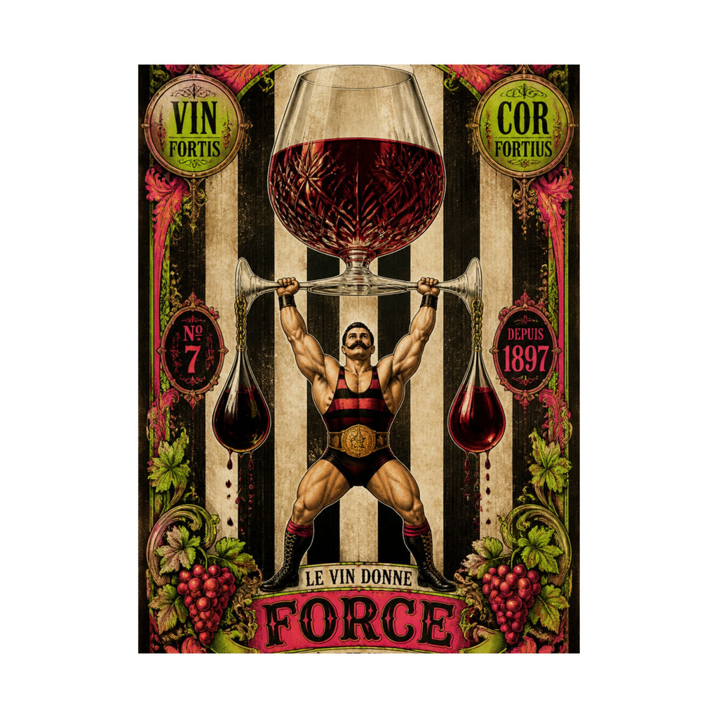 Wine Glass Strongman Wall Art Poster 24×36 Baroque Studio Decor Maximalist Print