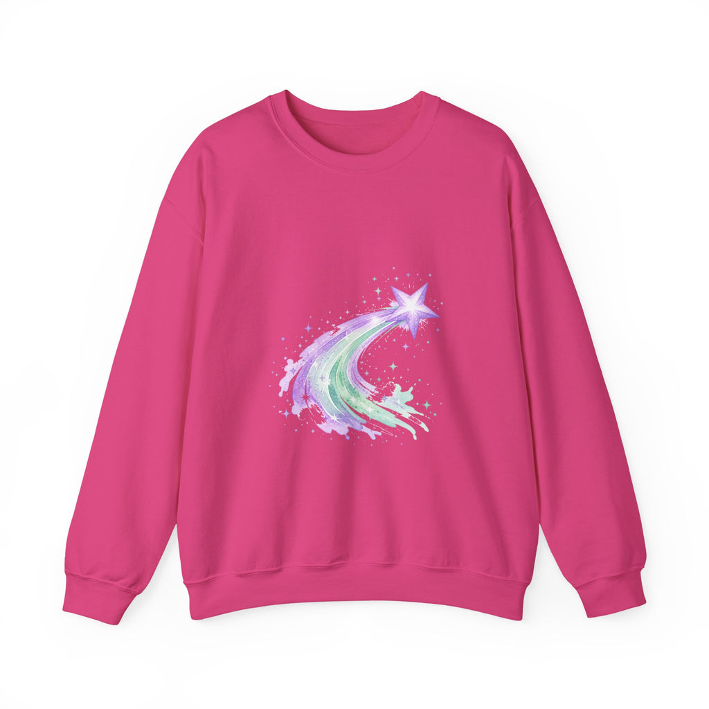 Matching Couple Sweatshirt - Shooting Star & North Star Matching Couple Crewneck Sweatshirt Watercolor Art His Hers Engagement Gift - Design A