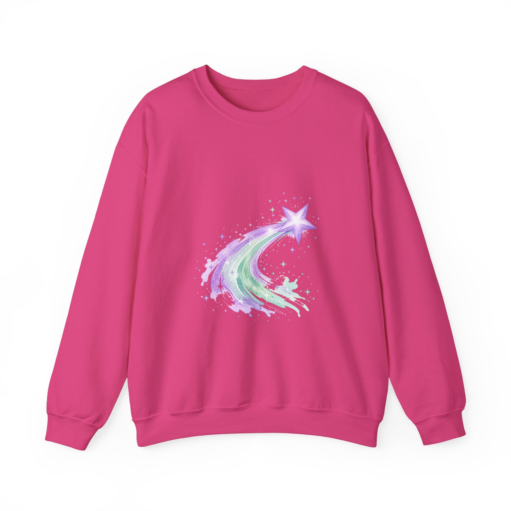 Matching Couple Sweatshirt - Shooting Star & North Star Matching Couple Crewneck Sweatshirt Watercolor Art His Hers Engagement Gift - Design A