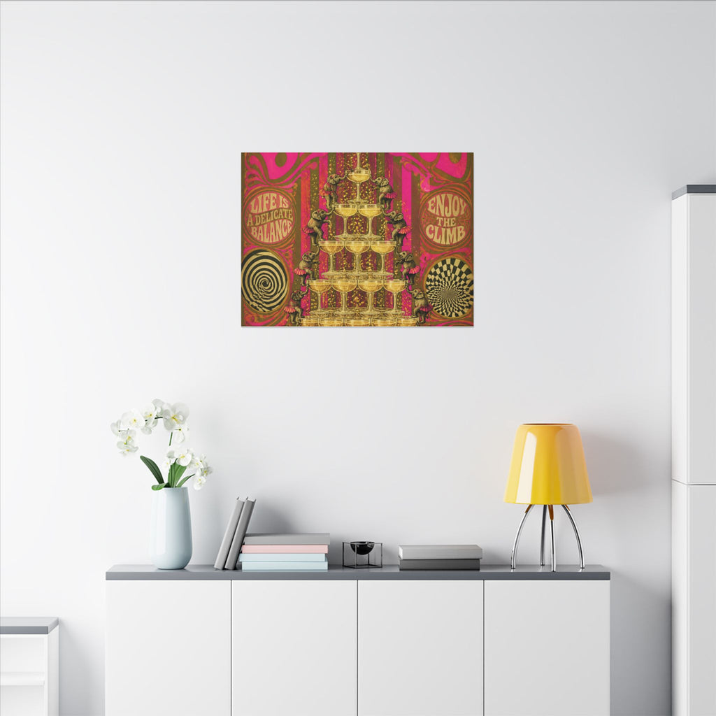 Champagne Tower Elephants Wall Art Canvas 16×20 Psychedelic Cafe Decor Maximalist Print