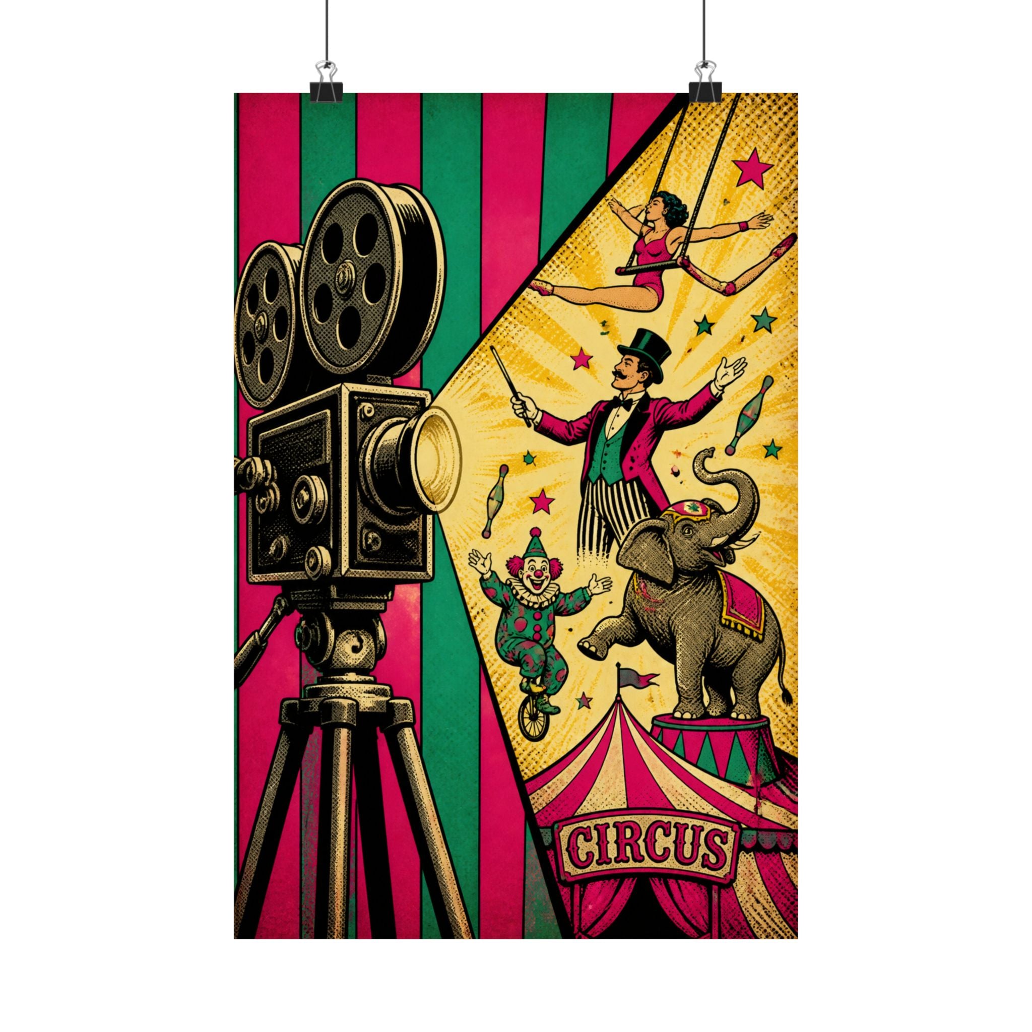 Film Camera Projector Show Wall Art Poster 24×36 Pop Art Restaurant Decor Maximalist Print