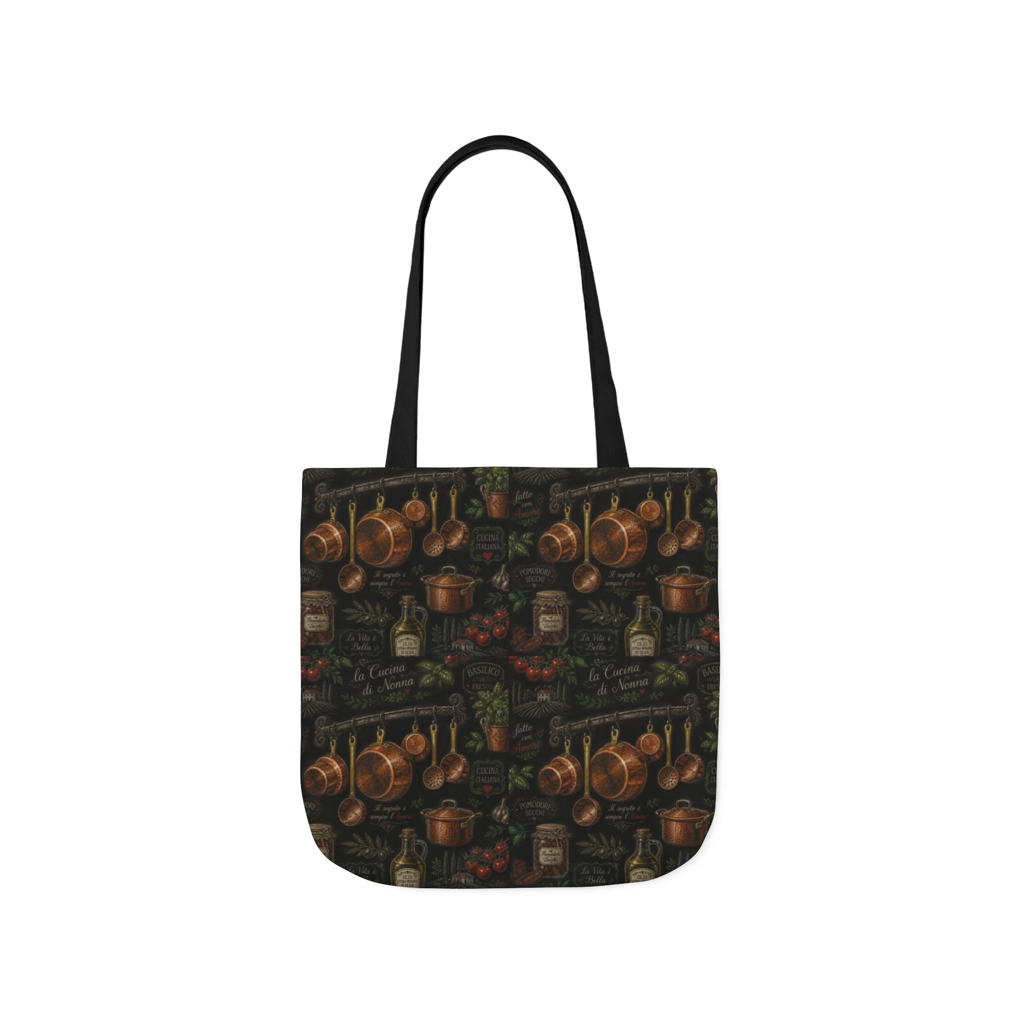 Copper Cookware Canvas Tote Bag Mediterranean Kitchen Chalk Art Design Italian Cottagecore Gift