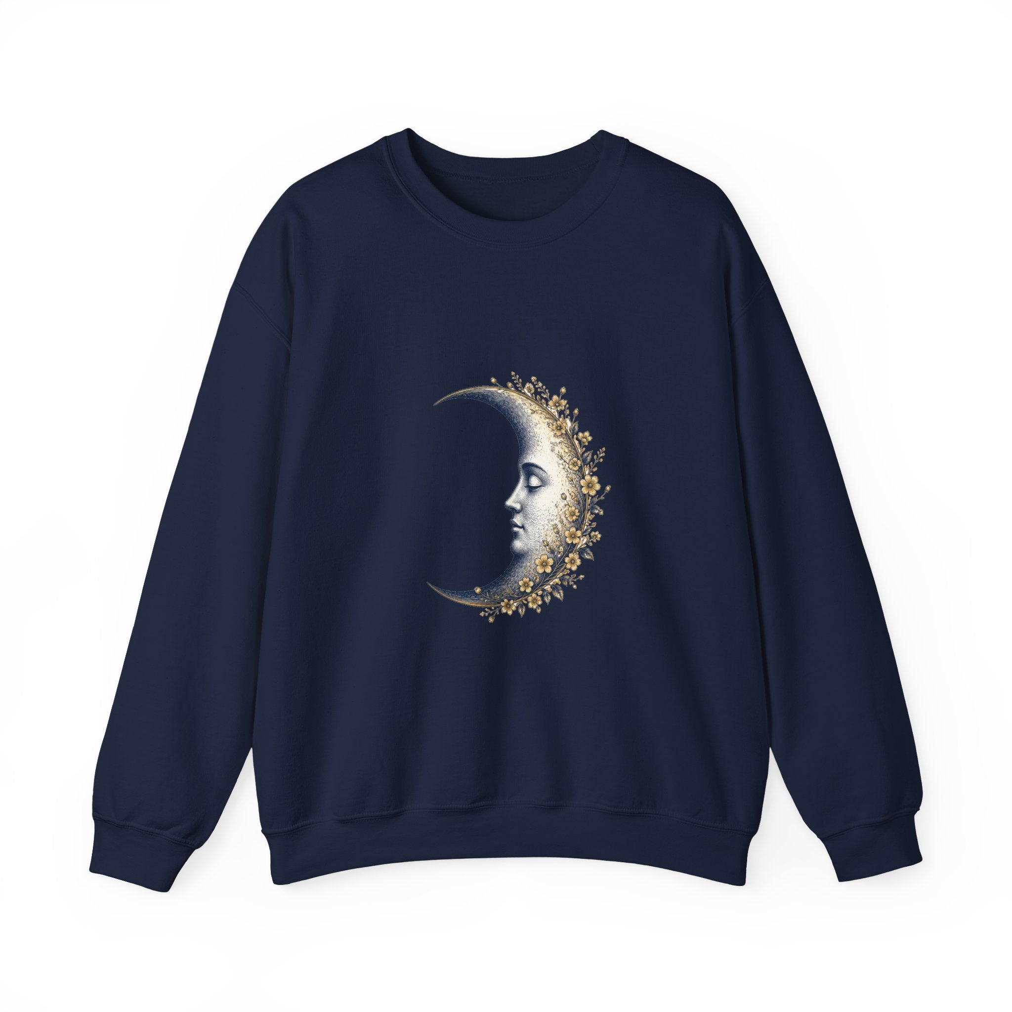 Matching Couple Sweatshirt - Waxing & Waning Moon Matching Couple Premium Fleece Sweatshirt Vintage Art His Hers Honeymoon Gift - Design A