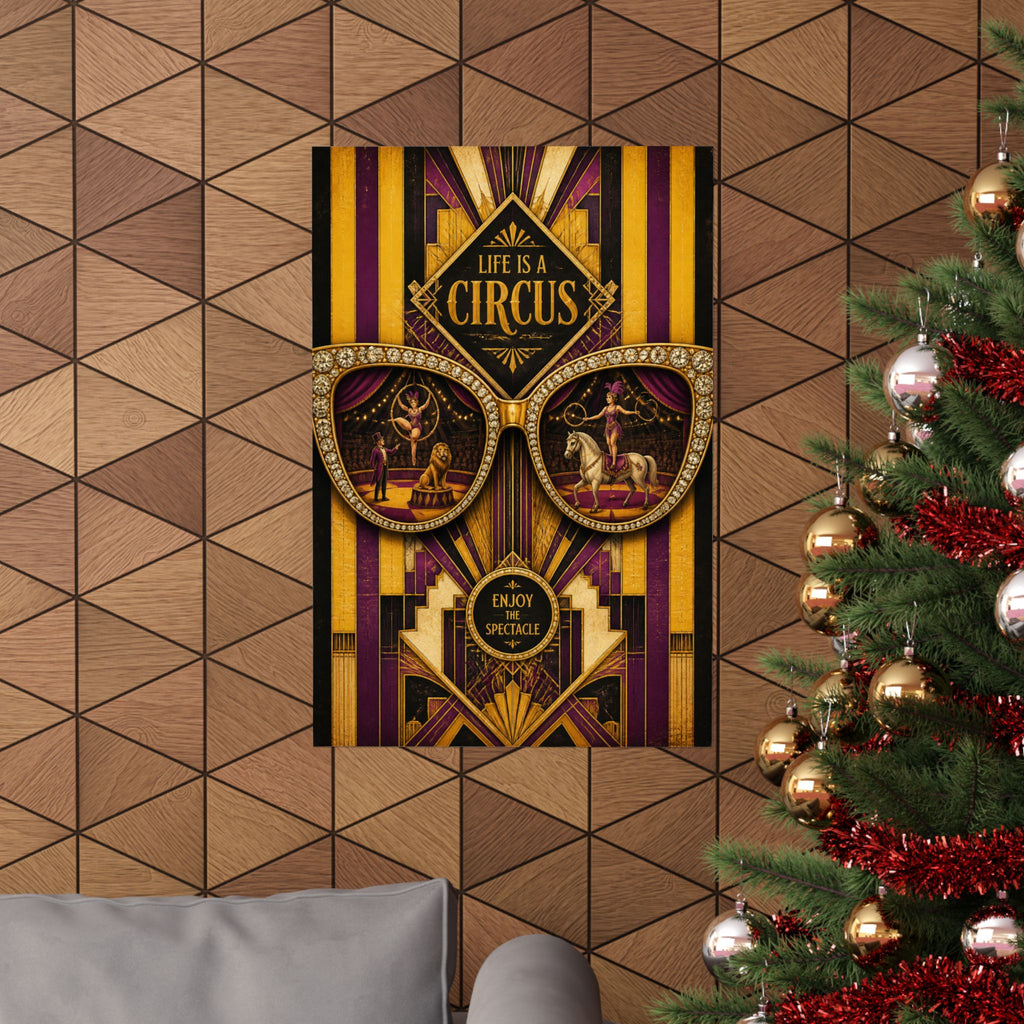 Sunglasses Circus Ring Wall Art Poster 18×24 Art Deco Entryway Decor Maximalist Print