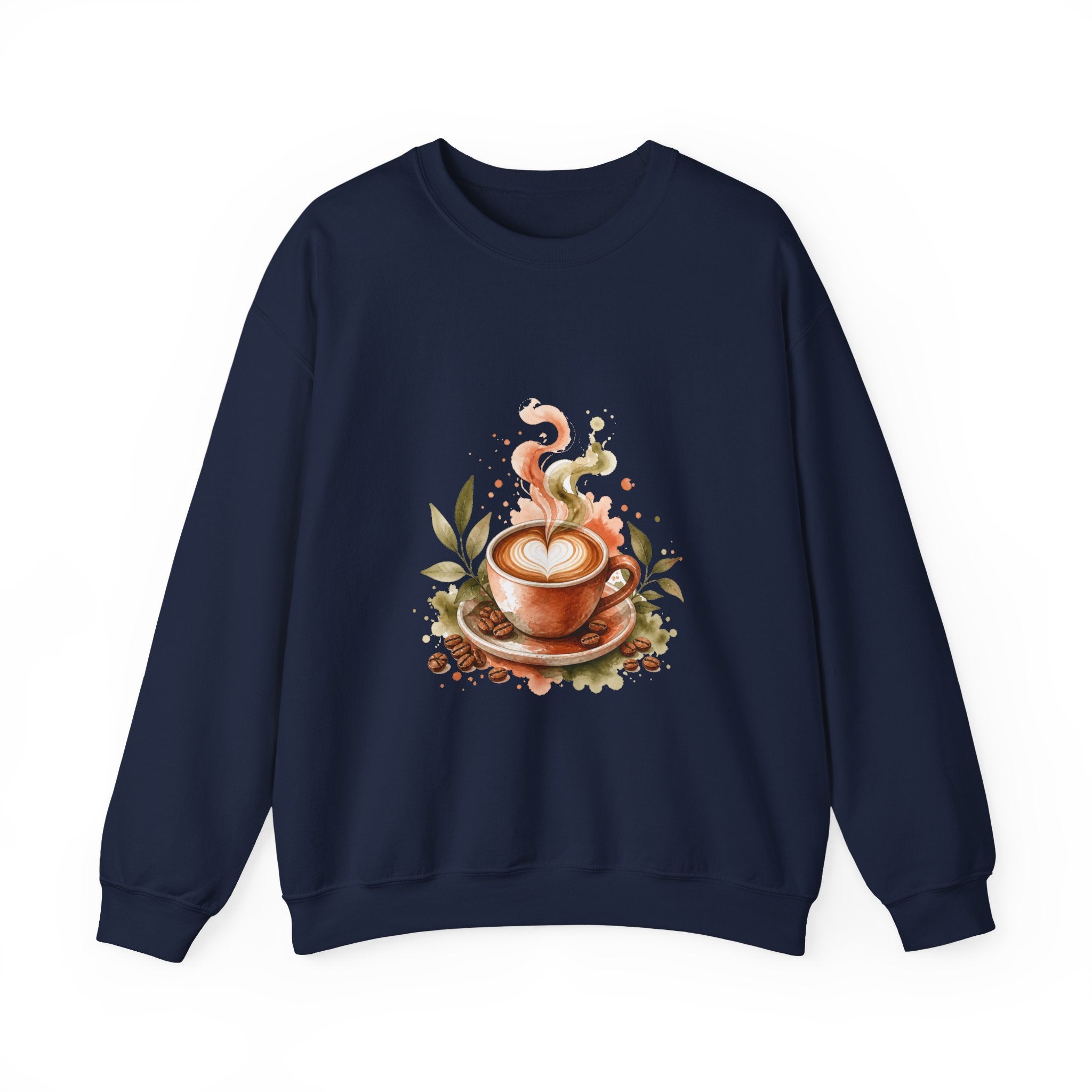Matching Couple Sweatshirt - Coffee & Tea Matching Couple Crewneck Sweatshirt Watercolor Art His Hers Engagement Gift - Design A