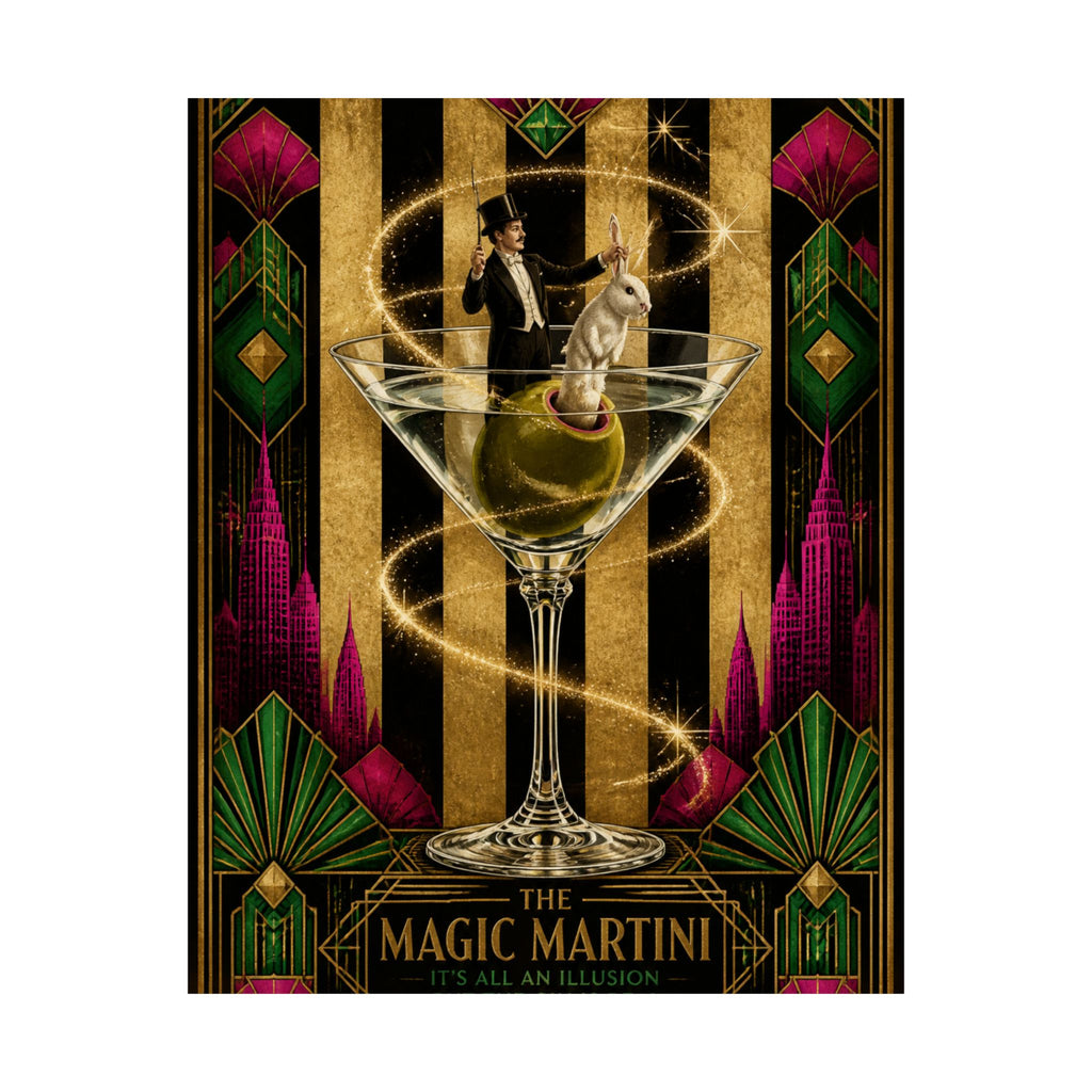 Martini Magician Wall Art Poster 18×24 Art Deco Entryway Decor Maximalist Print