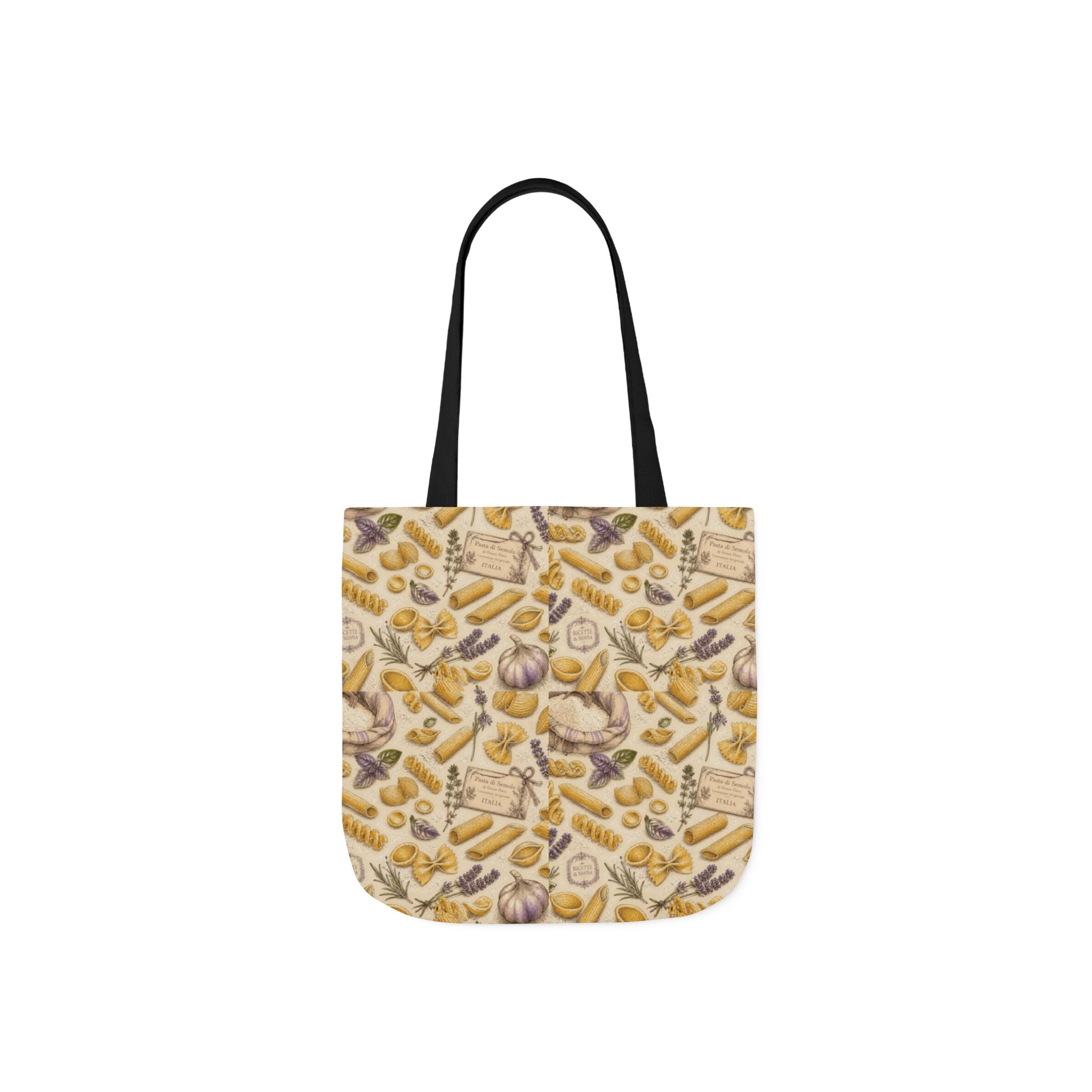 Italian Pasta Shapes Canvas Tote Bag Mediterranean Kitchen Botanical Design Italian Cottagecore Gift