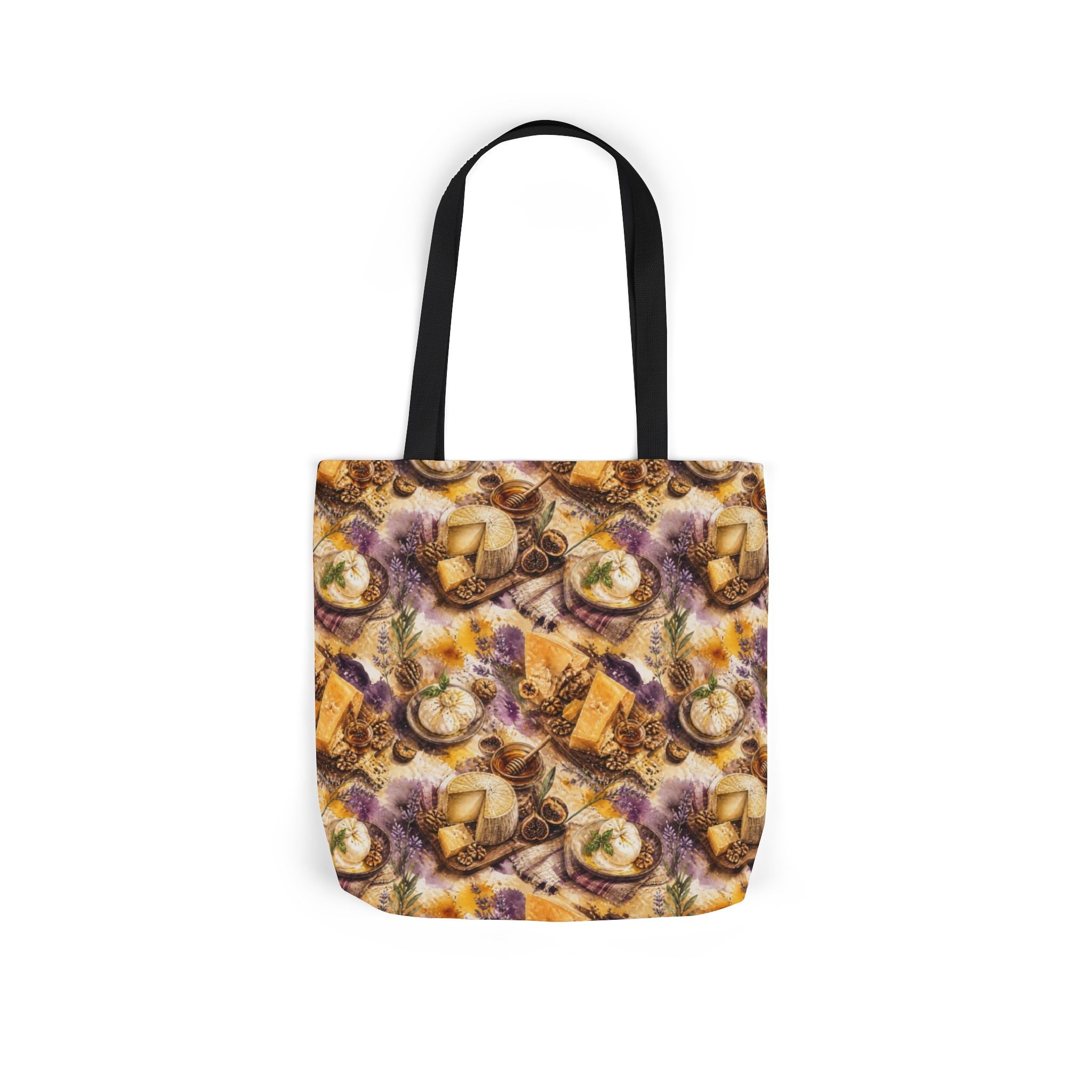 Italian Cheese Board Canvas Tote Bag Mediterranean Kitchen Watercolor Splash Design Italian Cottagecore Gift