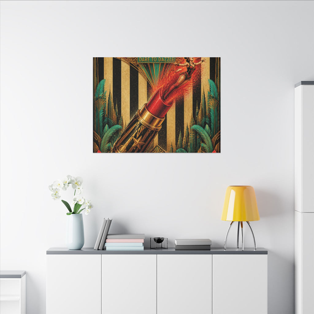 Lipstick Cannon Wall Art Canvas 16×20 Art Deco Entryway Decor Maximalist Print