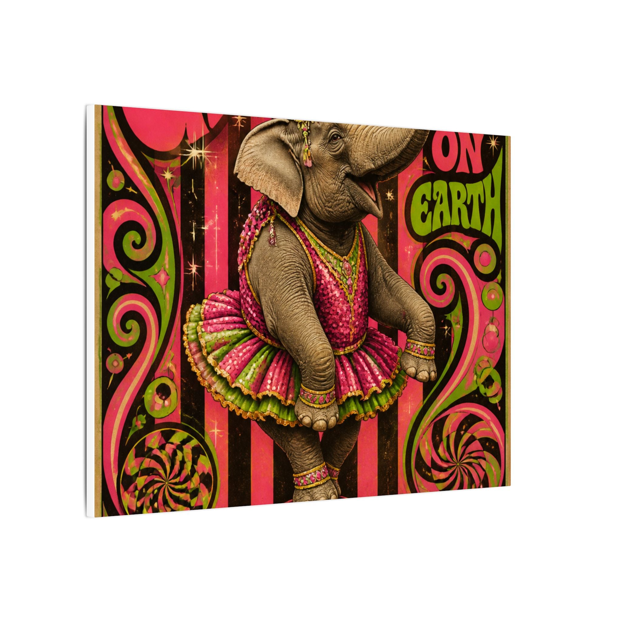 Elephant on Ball Wall Art Canvas 24×36 Psychedelic Dining Room Decor Maximalist Print