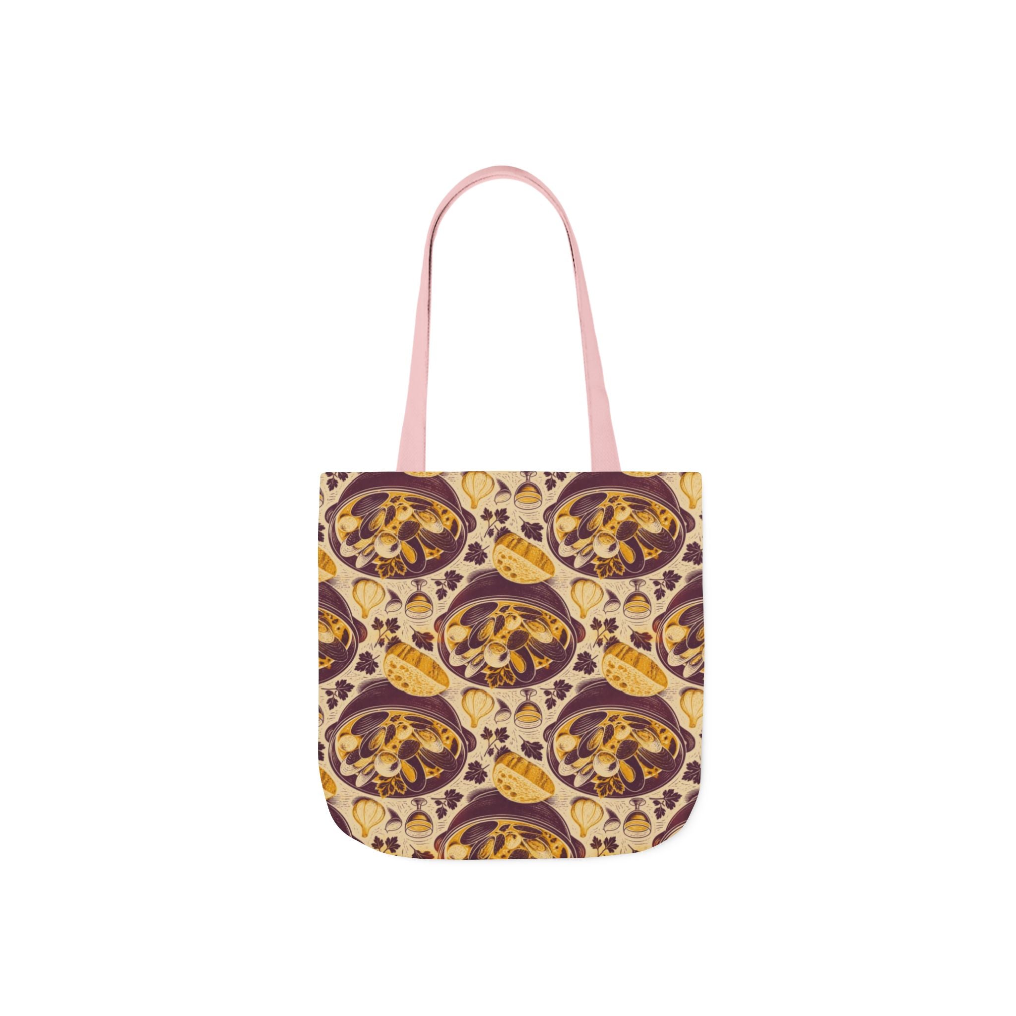 Mussels & Clams Canvas Tote Bag Mediterranean Kitchen Linocut Design Italian Cottagecore Gift