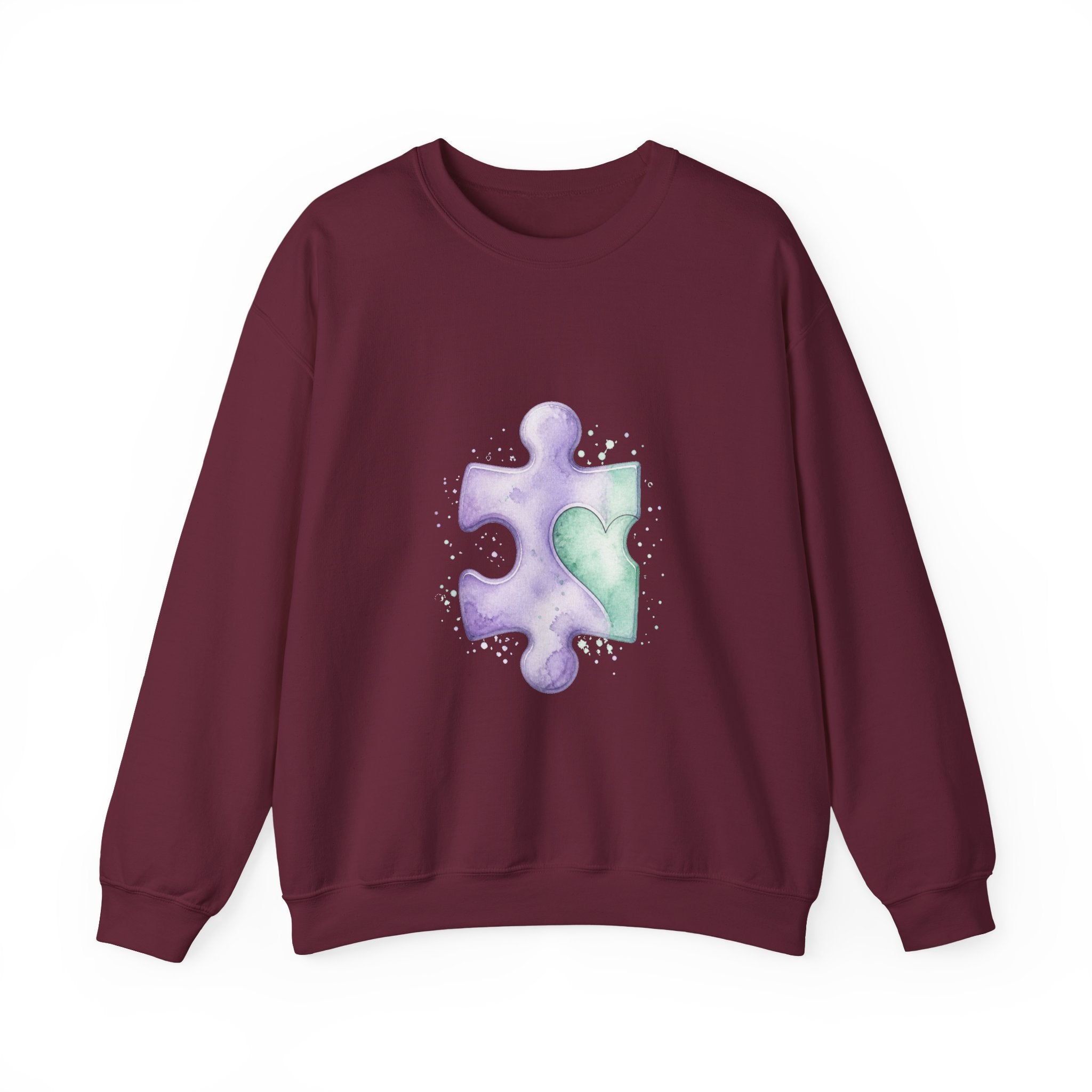 Matching Couple Sweatshirt - Puzzle Pieces Matching Couple Comfort Colors Crew Watercolor Art His Hers Birthday Gift - Design A