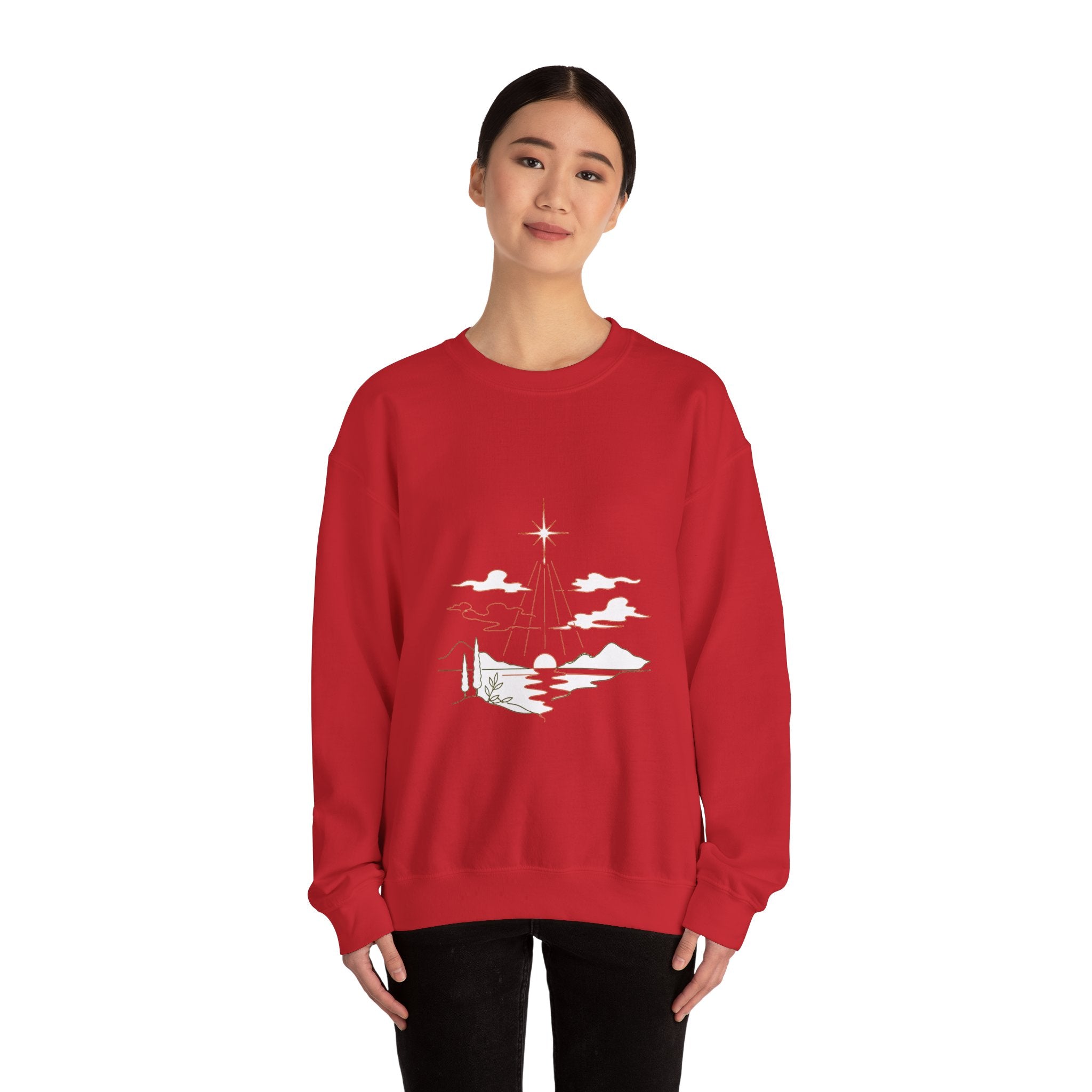 Matching Couple Sweatshirt - Evening & Morning Star Matching Couple Premium Fleece Sweatshirt Minimalist Art His Hers Christmas Gift - Design A