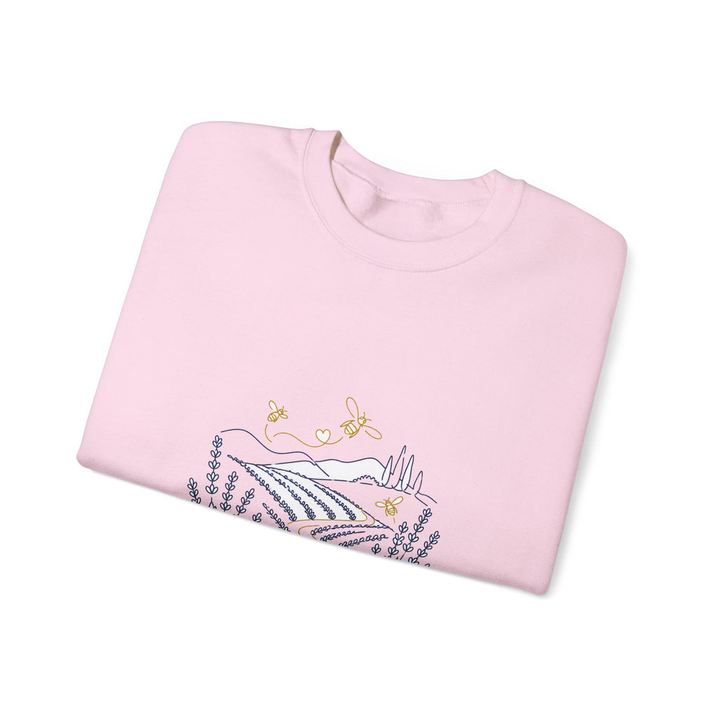 Matching Couple Sweatshirt - Lavender Fields & Canyon Matching Couple Crewneck Sweatshirt Minimalist Art His Hers Valentine Gift - Design A