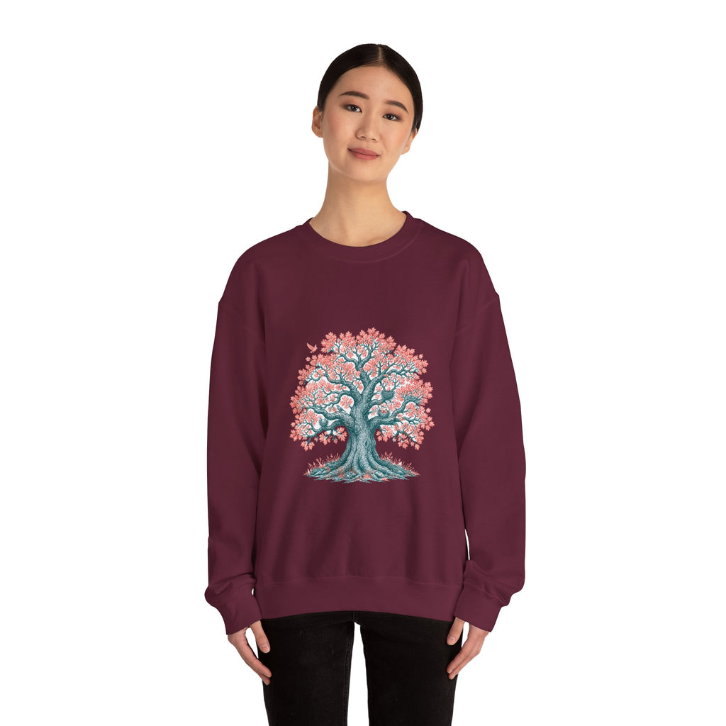 Matching Couple Sweatshirt - Ancient Oak & Deep Roots Matching Couple Crewneck Sweatshirt Hand-Drawn Art His Hers Best Friend Gift - Design A