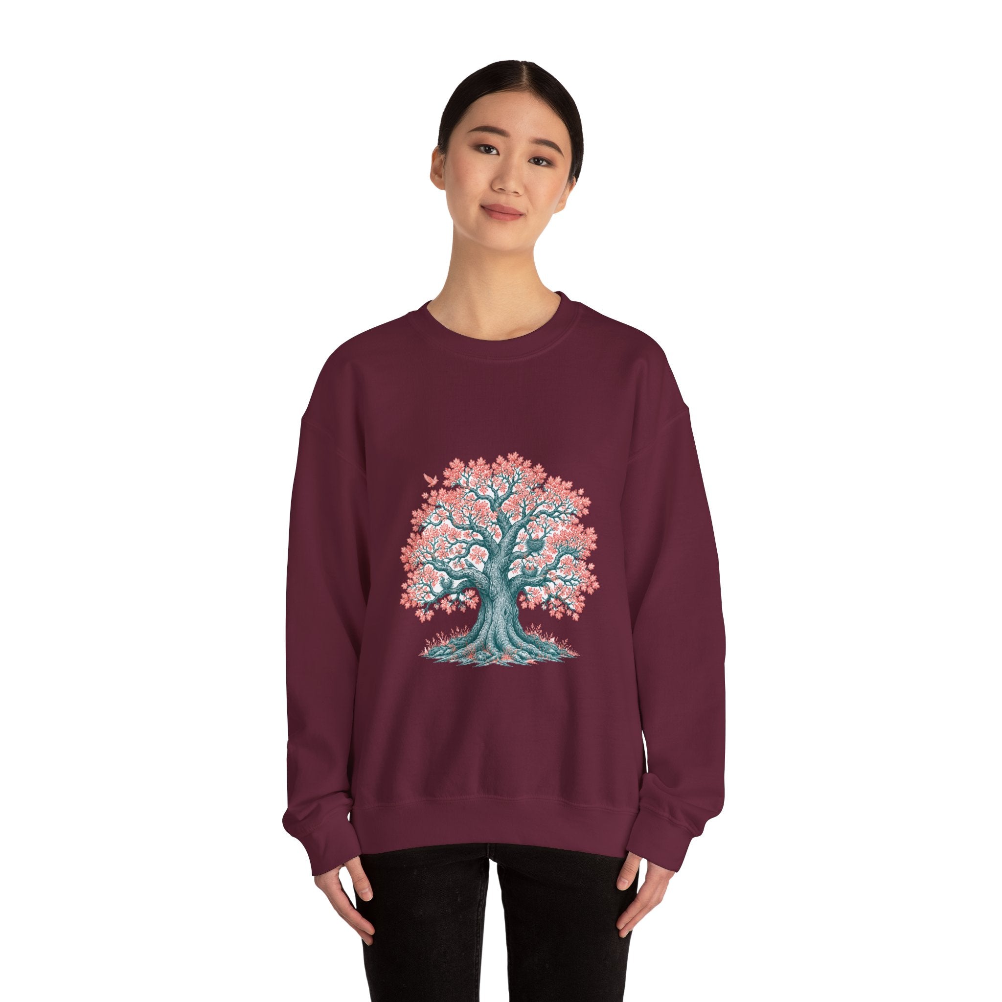 Matching Couple Sweatshirt - Ancient Oak & Deep Roots Matching Couple Crewneck Sweatshirt Hand-Drawn Art His Hers Best Friend Gift - Design A