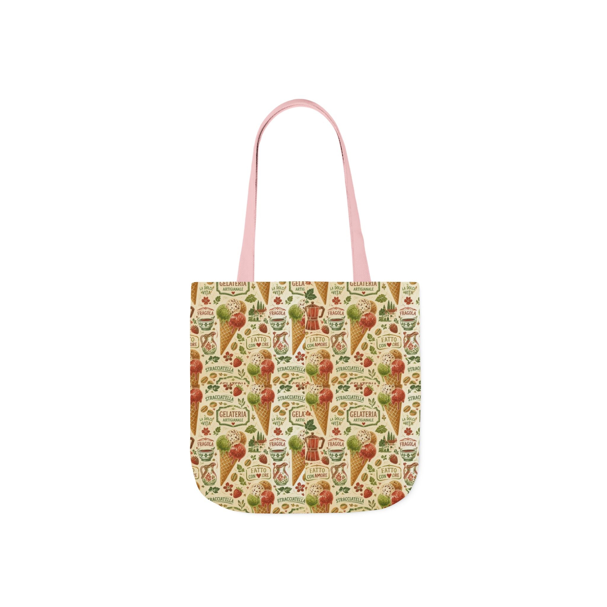 Gelato Scoops Canvas Tote Bag Mediterranean Kitchen Linocut Design Italian Cottagecore Gift