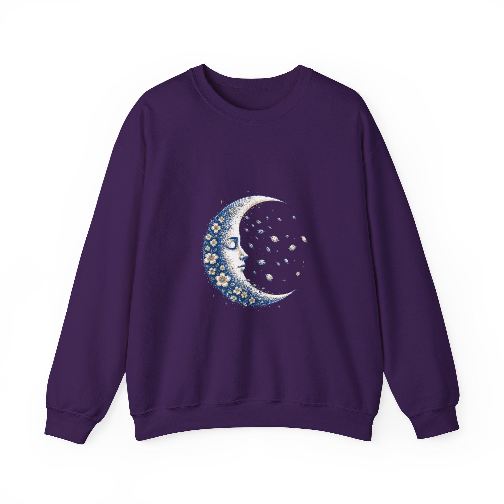 Matching Couple Sweatshirt - Waxing & Waning Moon Matching Couple Crewneck Sweatshirt Hand-Drawn Art His Hers Best Friend Gift - Design B