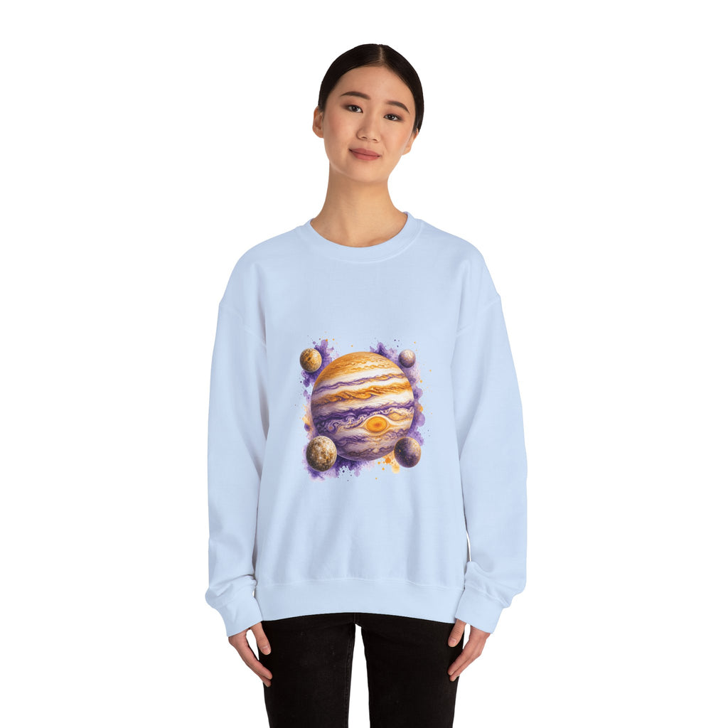 Matching Couple Sweatshirt - Saturn & Jupiter Matching Couple Comfort Colors Crew Watercolor Art His Hers Birthday Gift - Design B